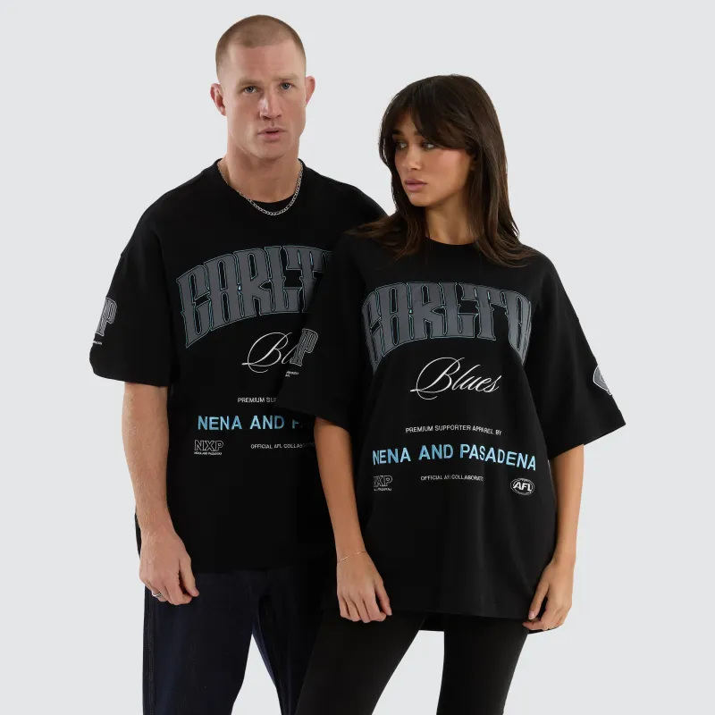 Carlton Blues AFL Game-On Loopback Tee Jet Black sold by Neverland