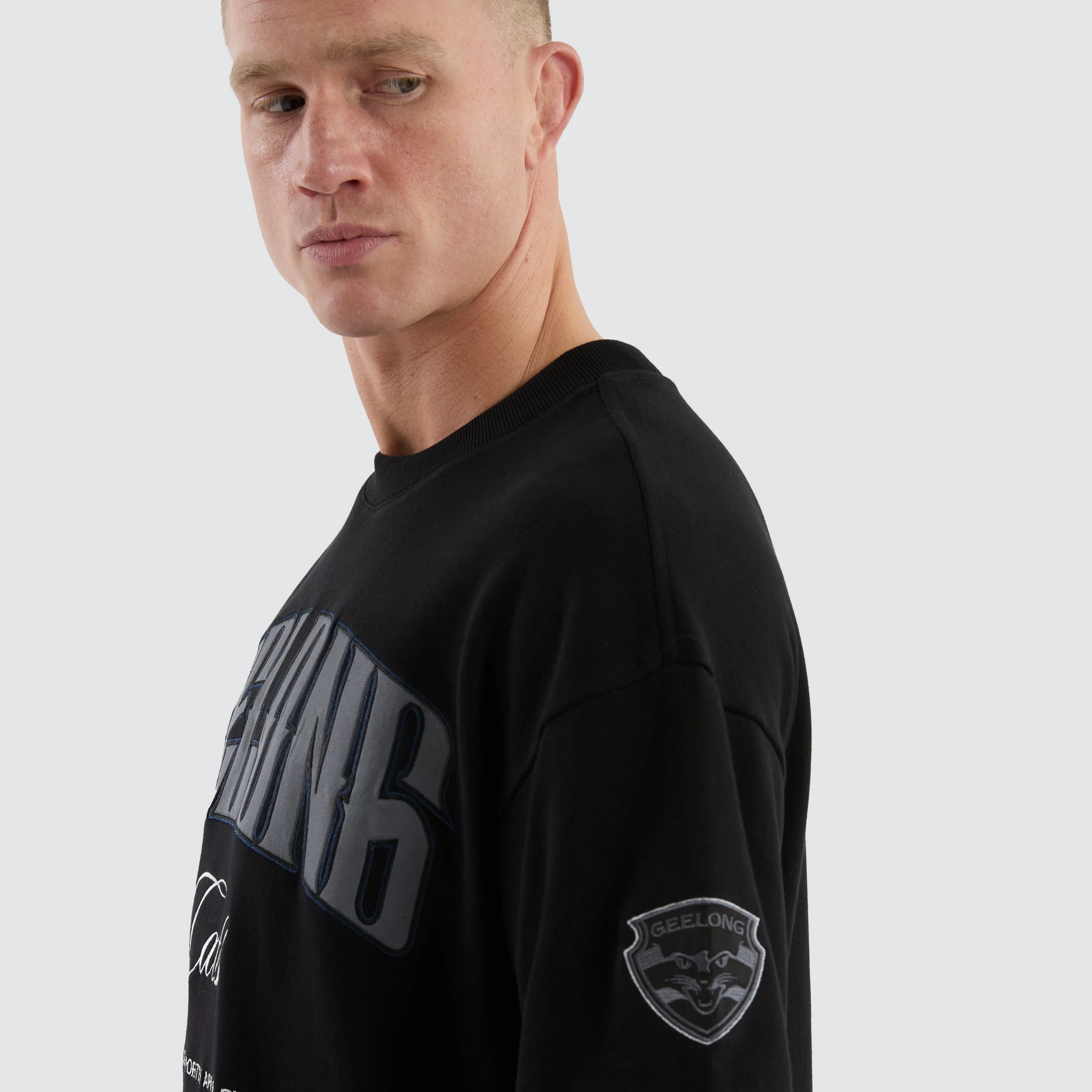 Geelong Cats AFL Game-On Loopback Tee Jet Black sold by Neverland product image thumbnail 4