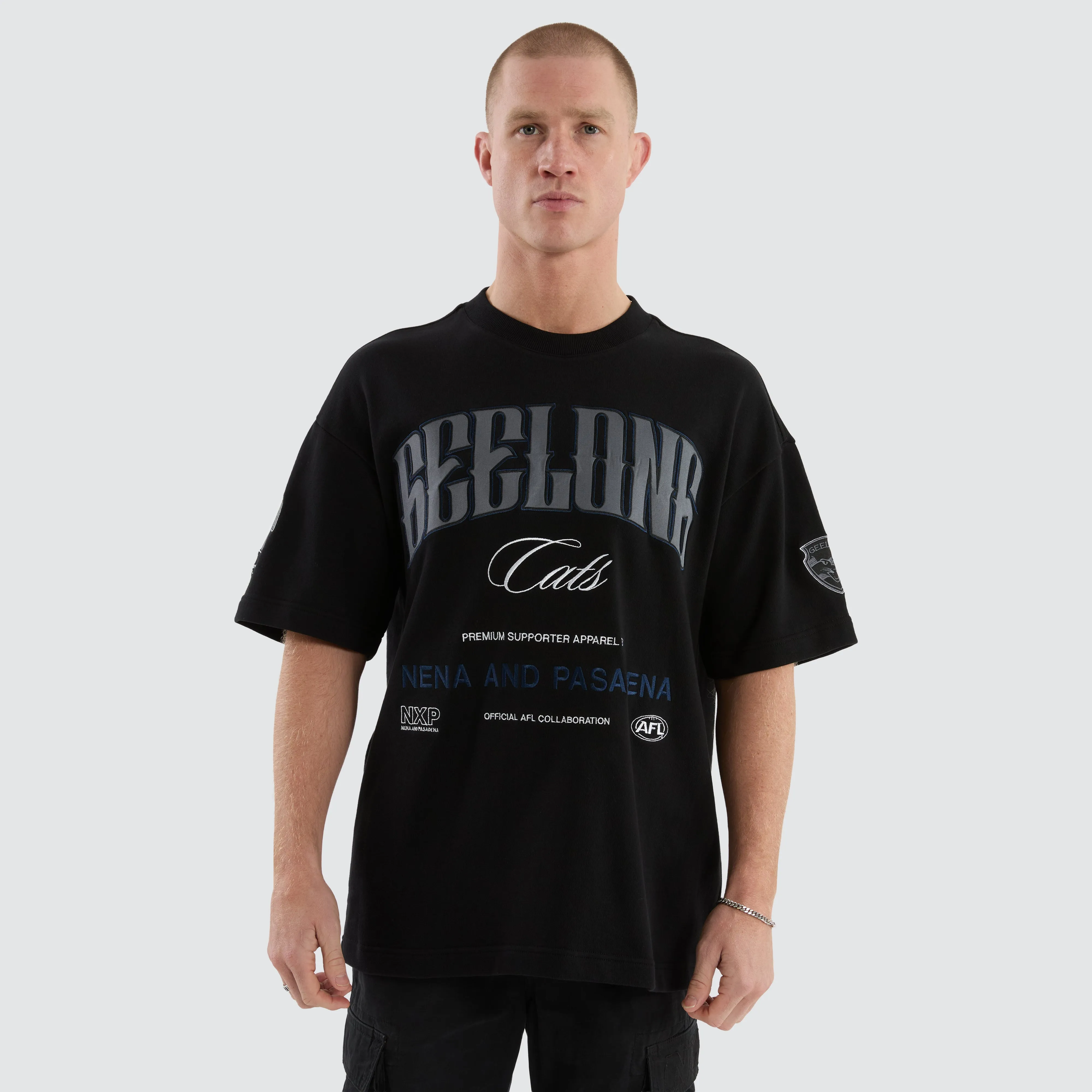 Geelong Cats AFL Game-On Loopback Tee Jet Black sold by Neverland product image thumbnail 3