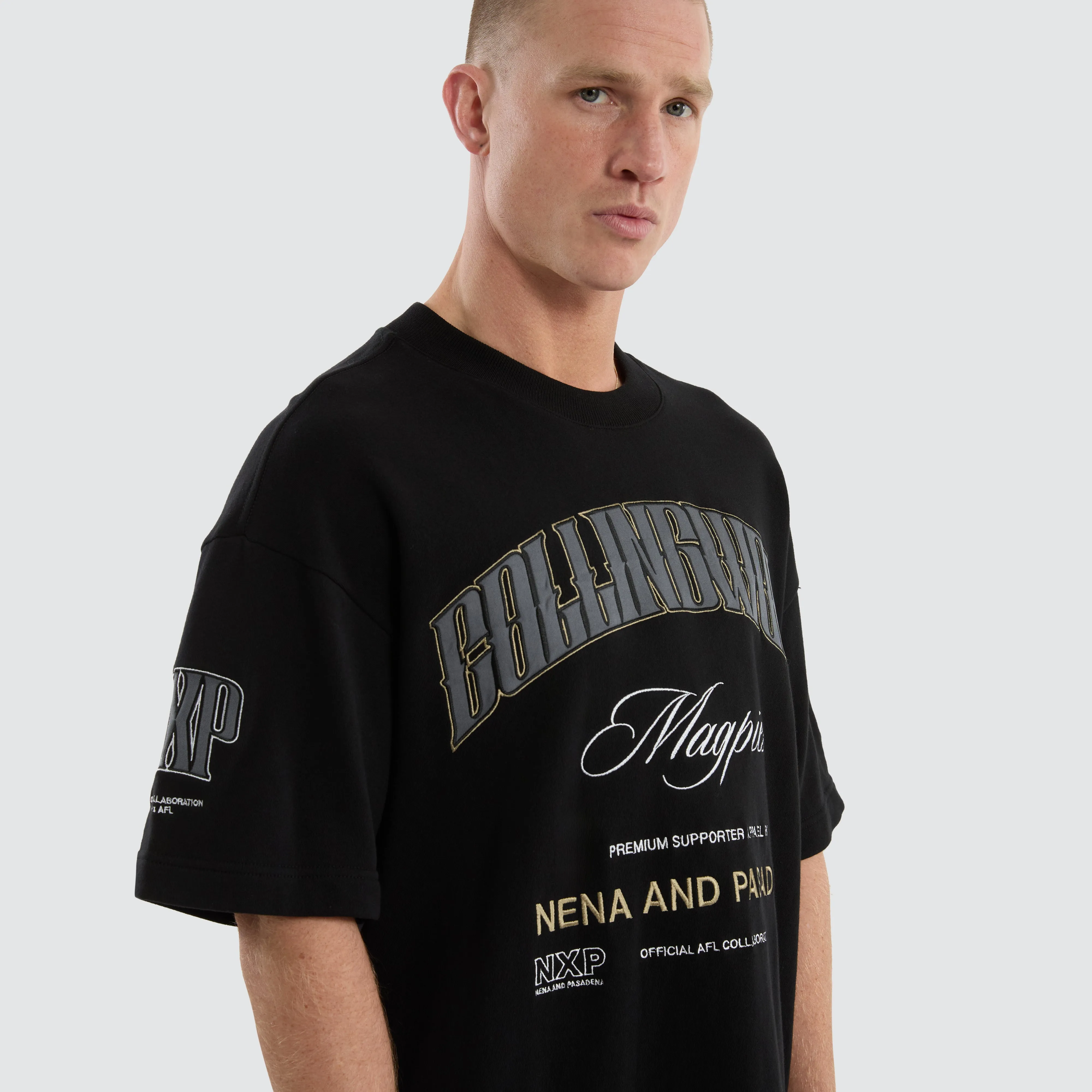 Collingwood Magpies AFL Game-On Loopback Tee Jet Black sold by Neverland product image thumbnail 5