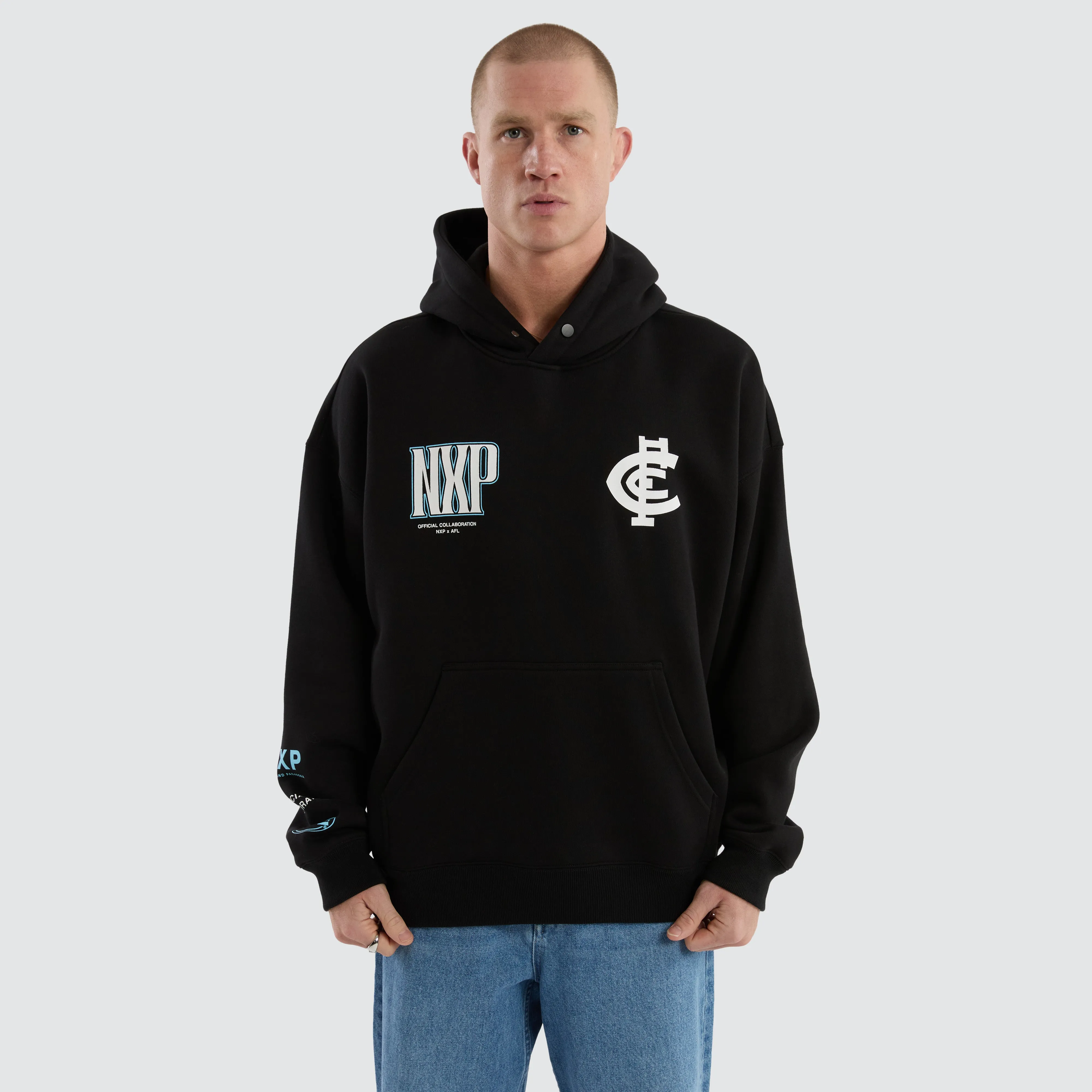 Carlton Blues AFL Fighter Hoodie Jet Black sold by Neverland product image thumbnail 4