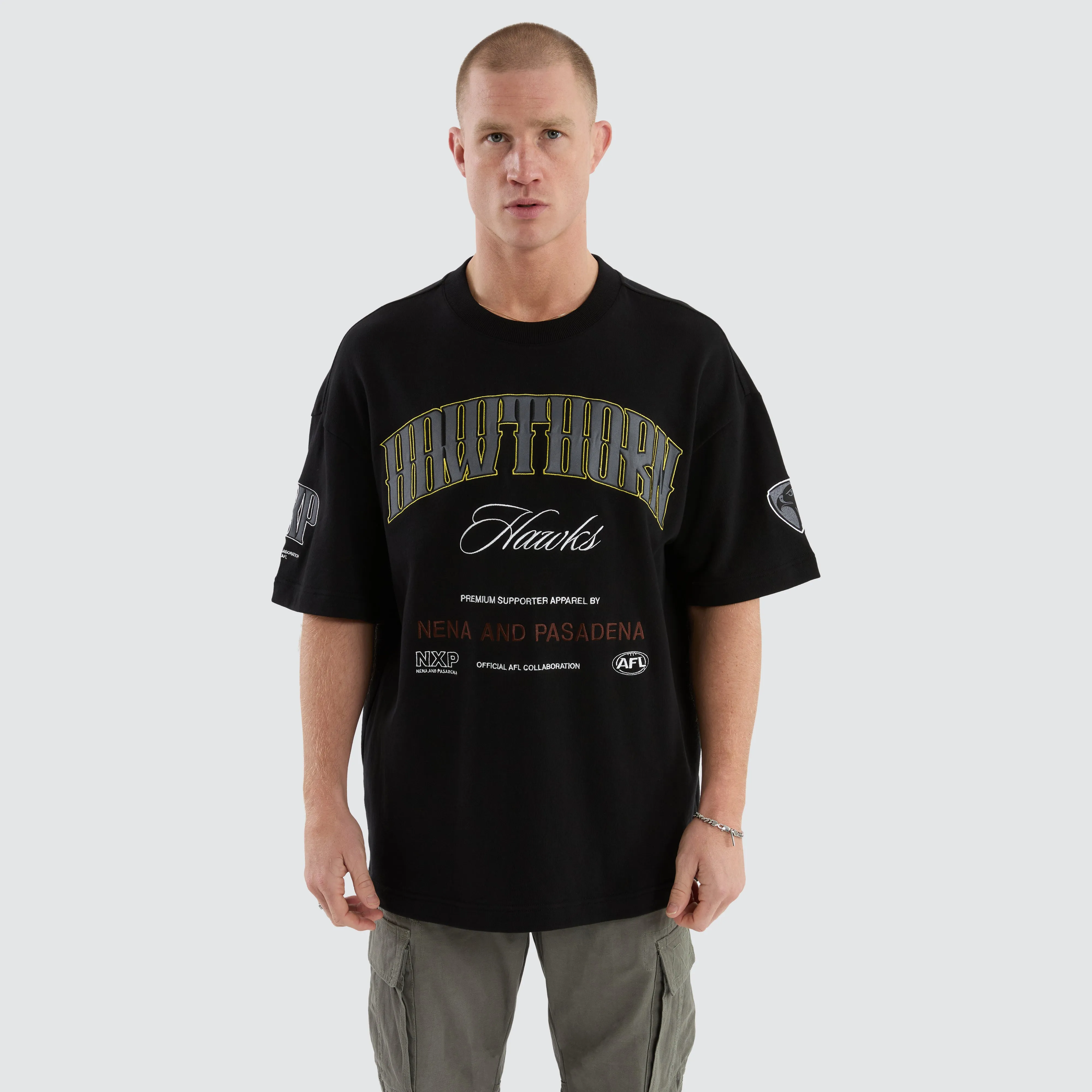 Hawthorn Hawks AFL Game-On Loopback Tee Jet Black sold by Neverland product image thumbnail 4