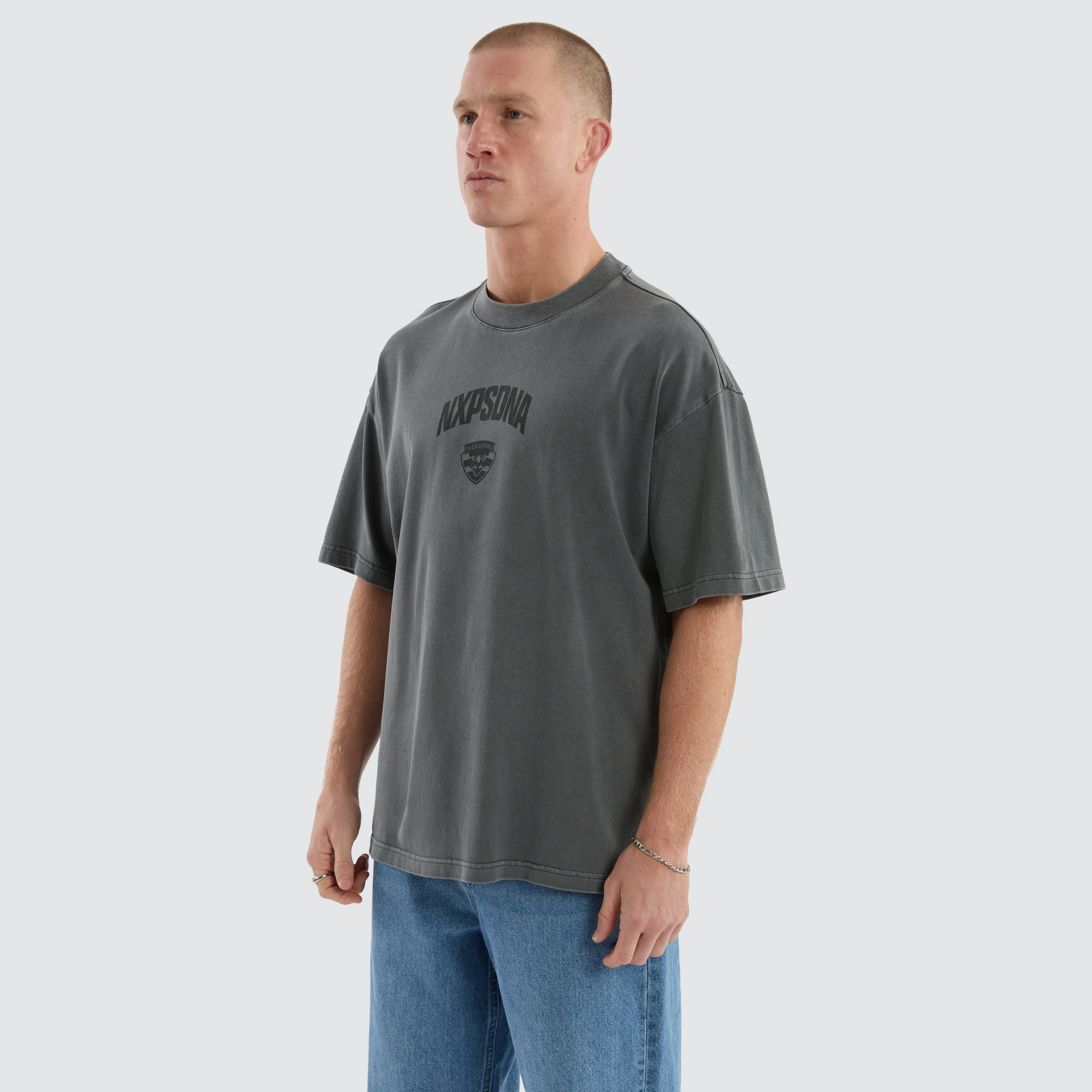 Geelong Cats AFL Hunter Tee Pigment Charcoal sold by Neverland product image thumbnail 5