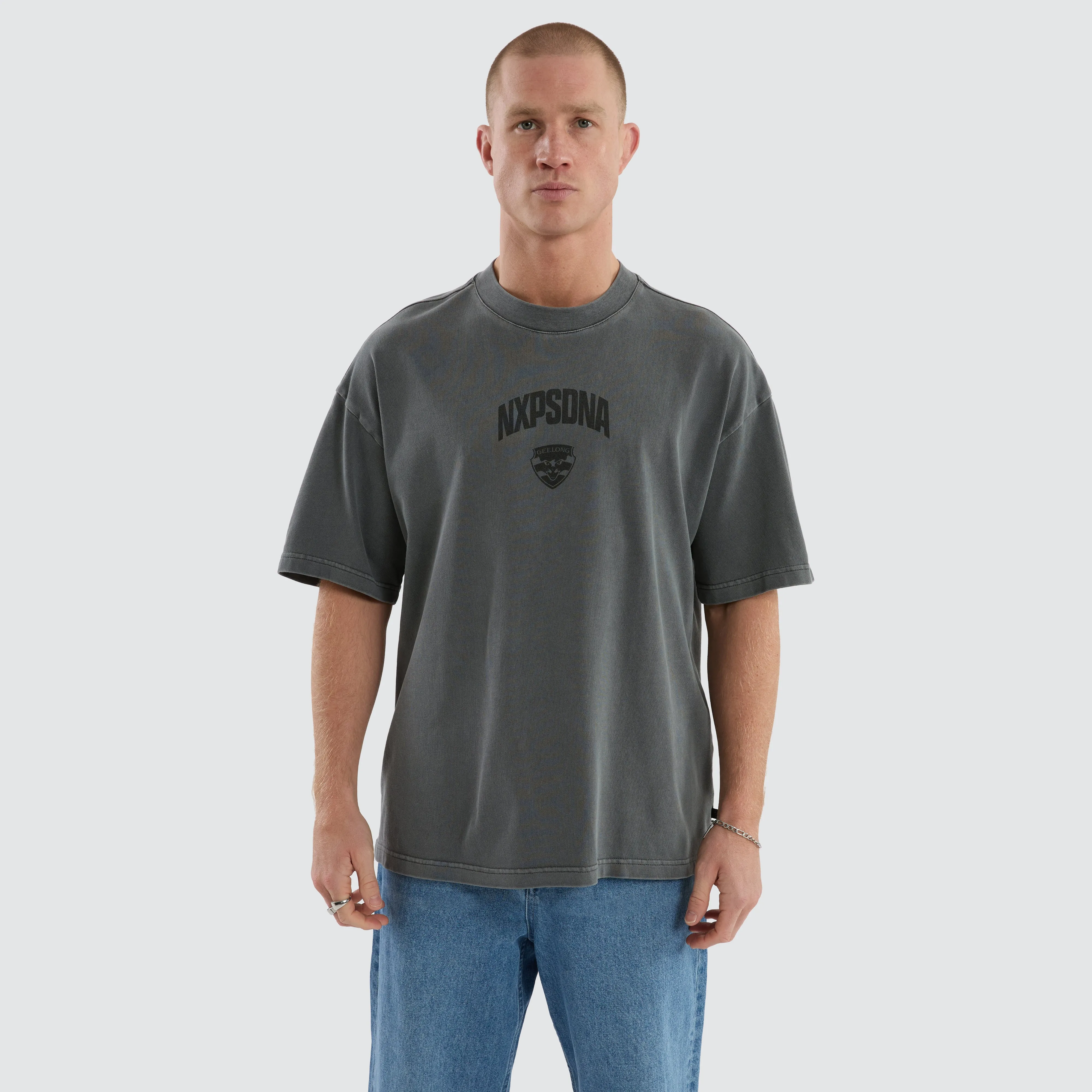 Geelong Cats AFL Hunter Tee Pigment Charcoal sold by Neverland product image thumbnail 4