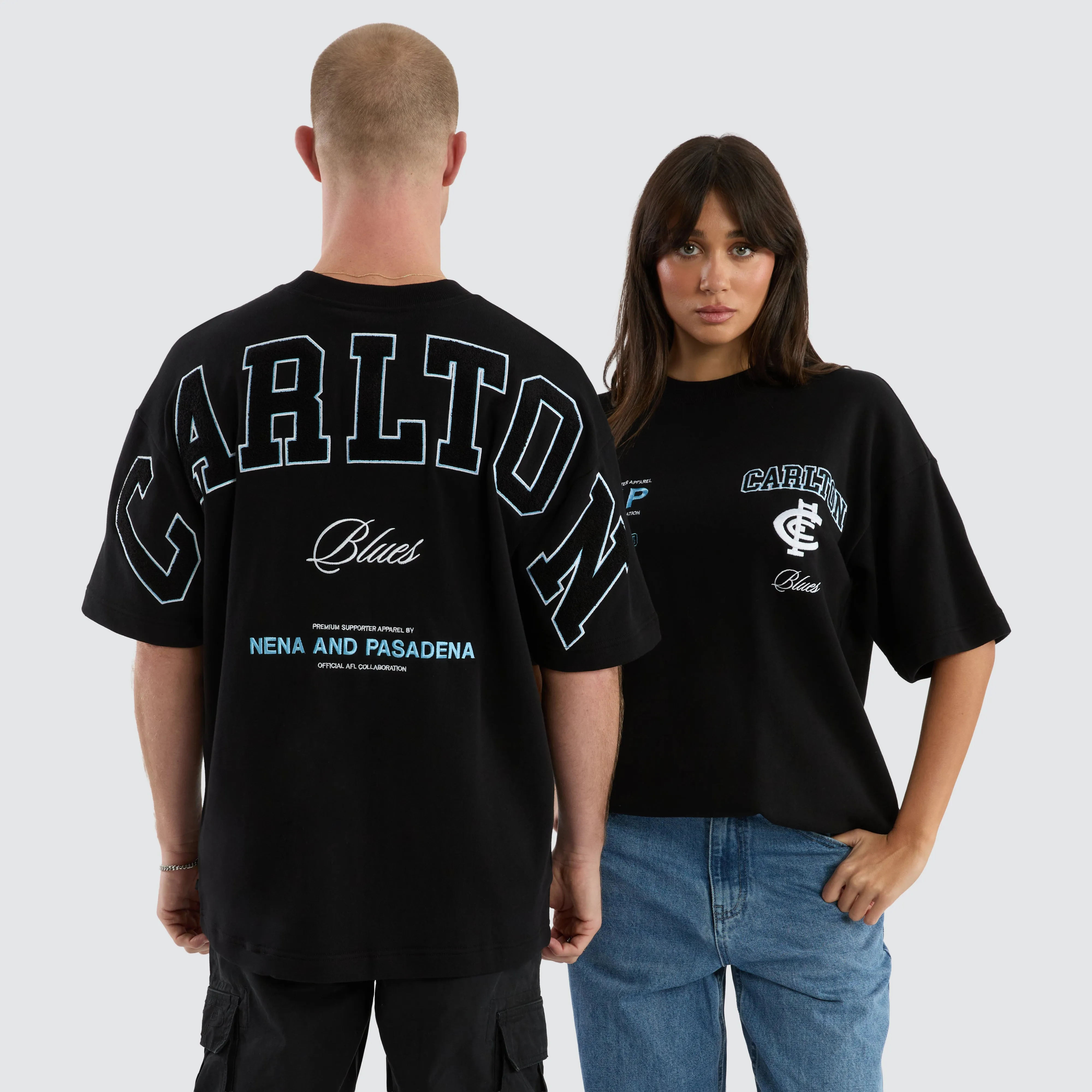 Carlton Blues AFL Stadium Loopback Tee Black sold by Neverland