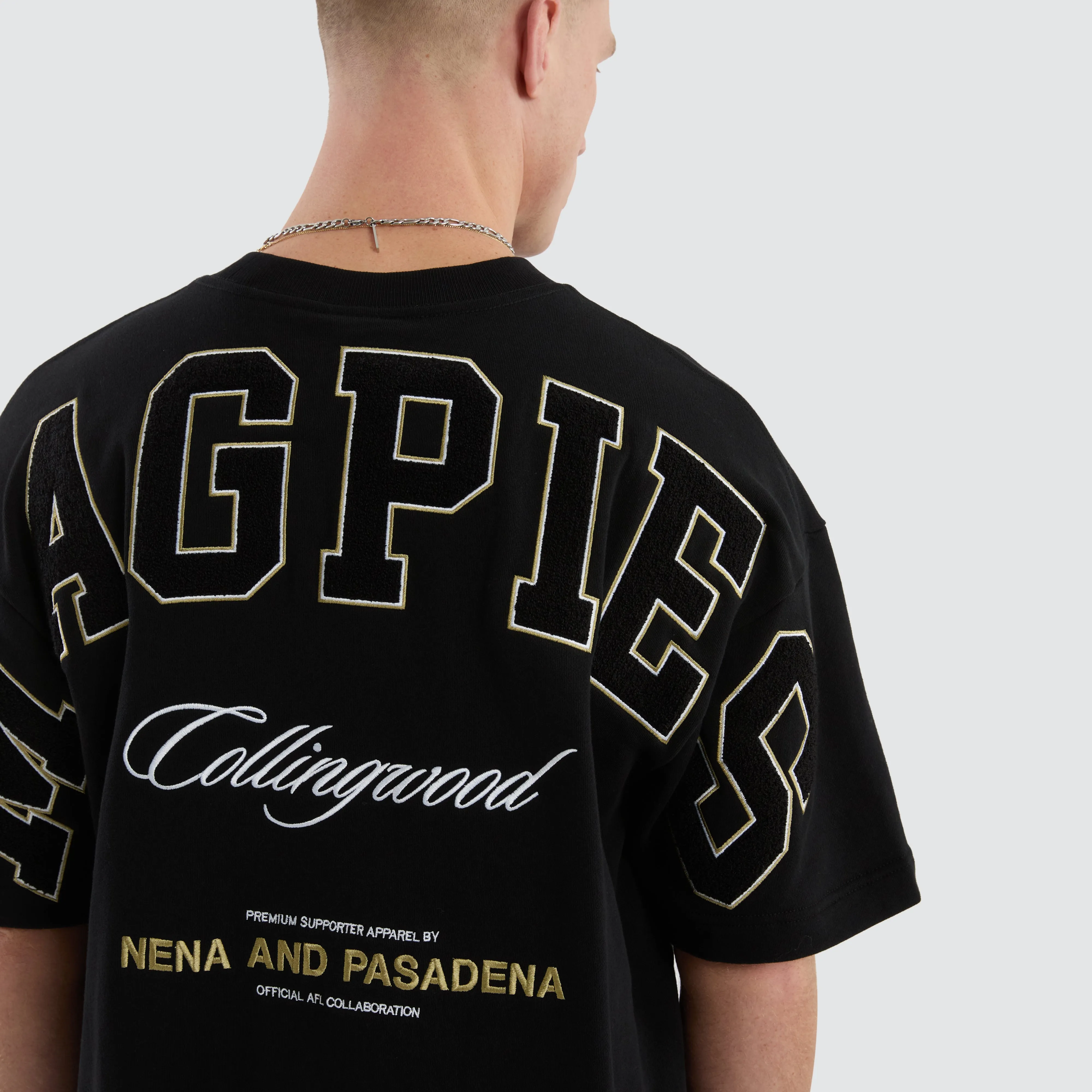 Collingwood Magpies AFL Stadium Loopback Tee Black sold by Neverland product image thumbnail 3