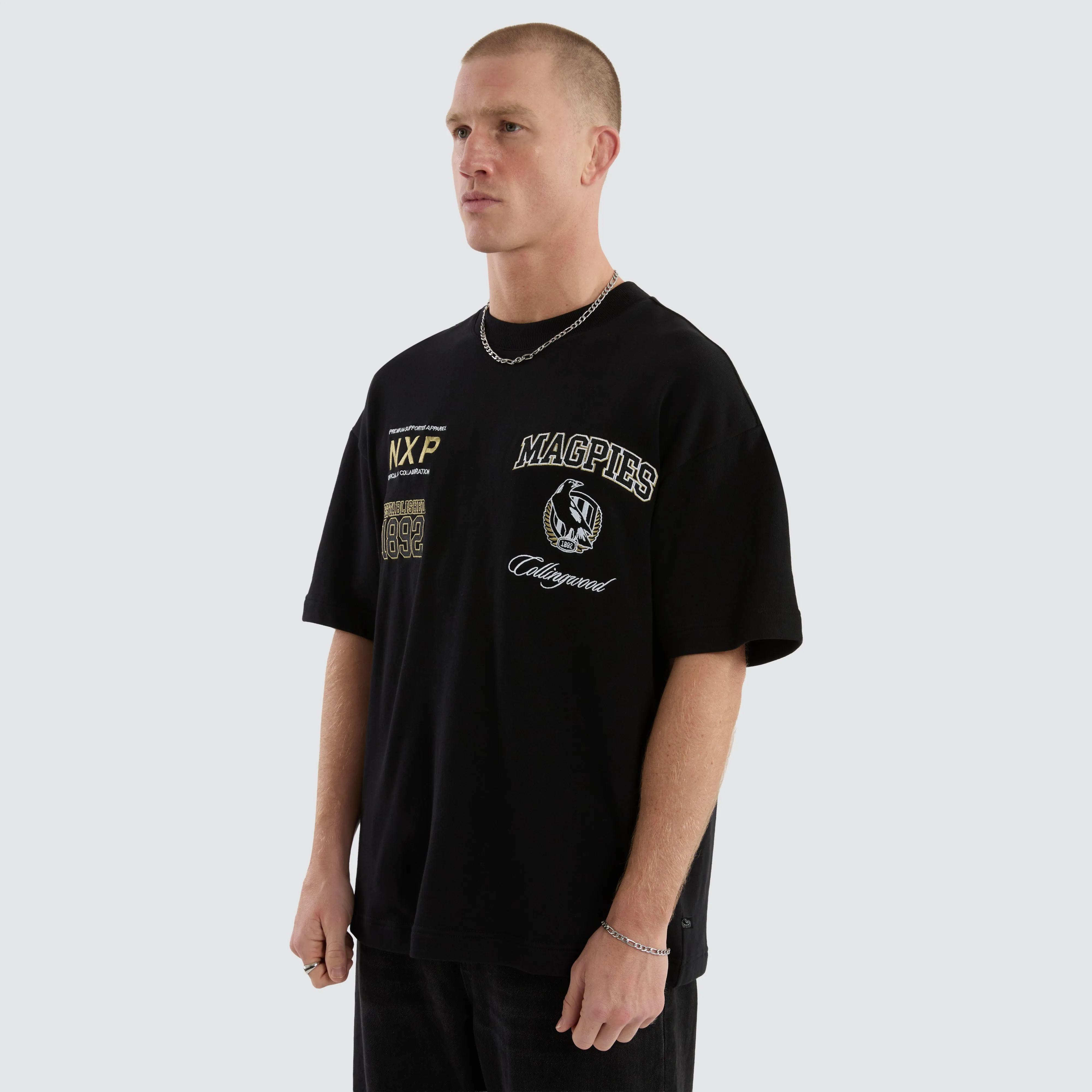 Collingwood Magpies AFL Stadium Loopback Tee Black sold by Neverland product image thumbnail 5