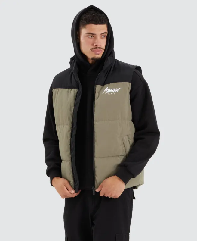 Caldas Puffer Vest Jet Black/Khaki sold by Neverland
