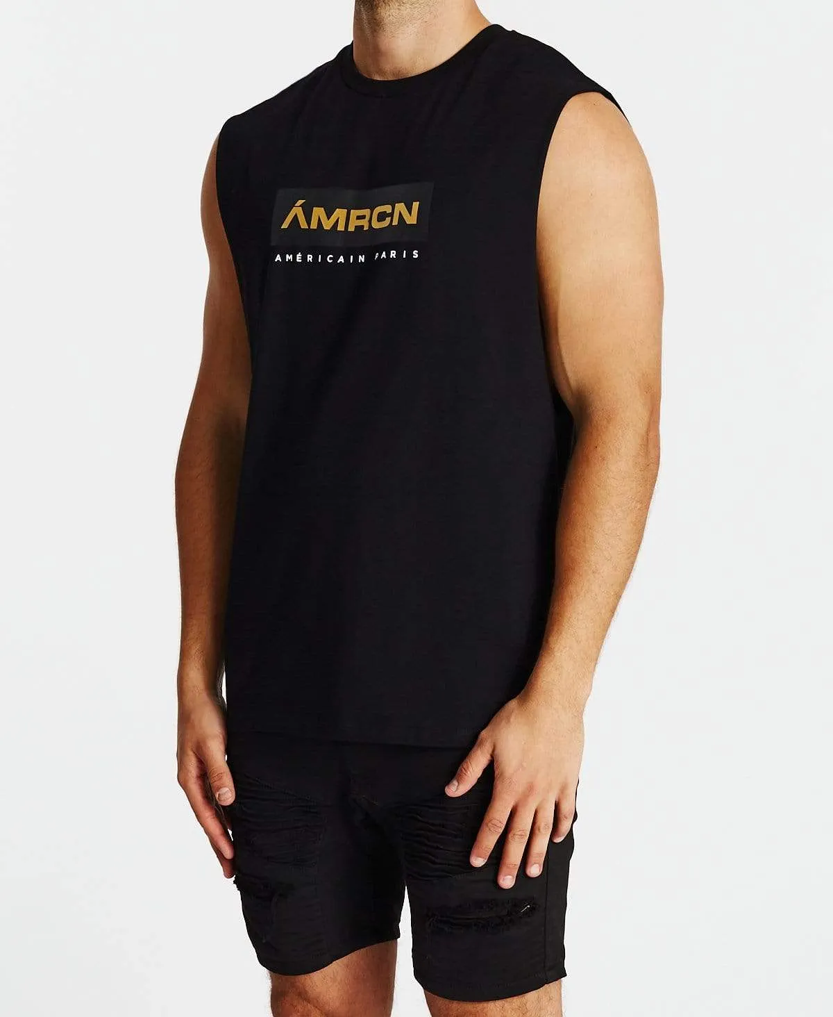 Fin Du Monde Scoop Back Muscle Tee Jet Black sold by Neverland product image thumbnail 3