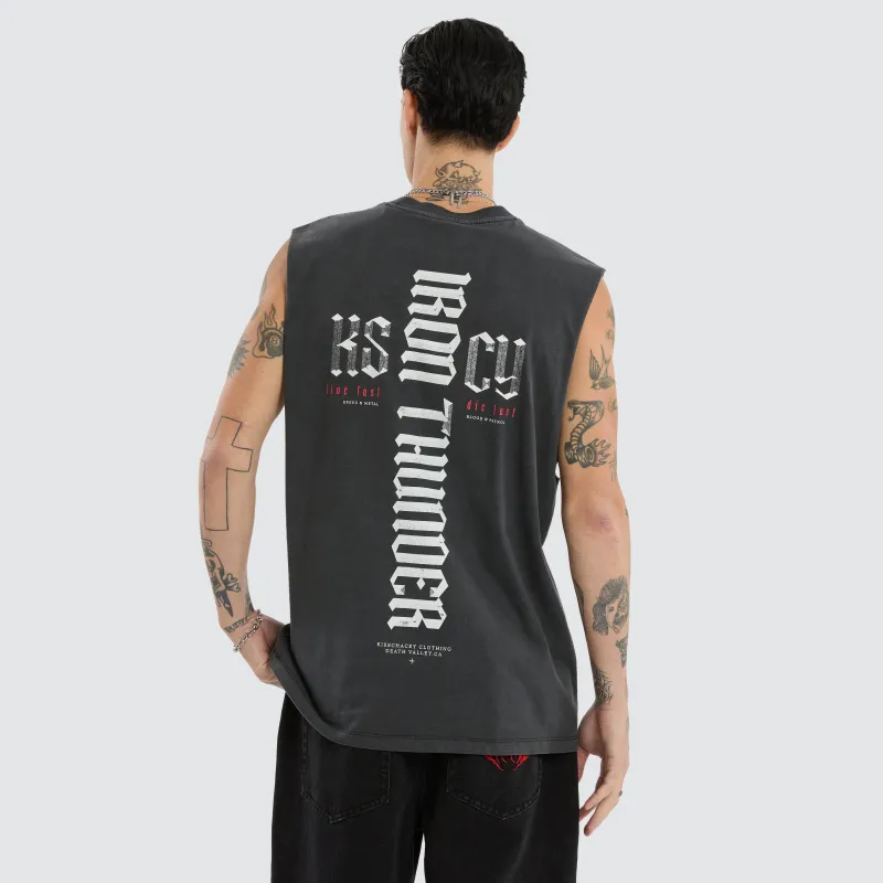 Iron Thunder Relaxed Muscle Tee Pigment Black sold by Neverland