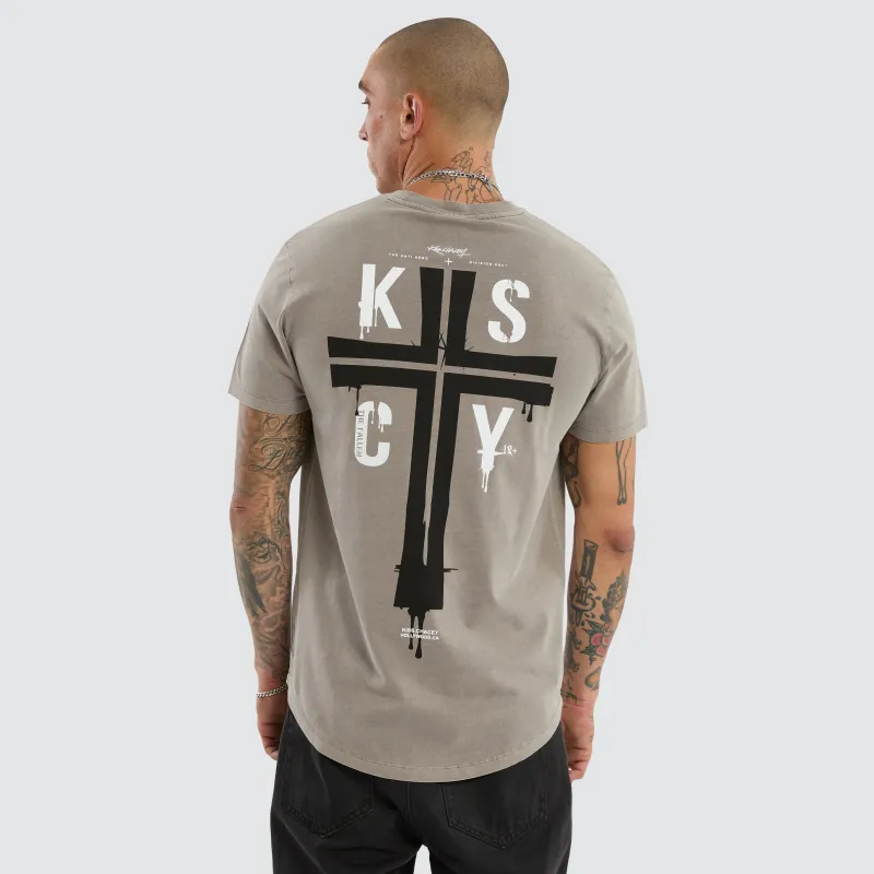 Alpha Dual Curved Tee Pigment Elephant Grey sold by Neverland