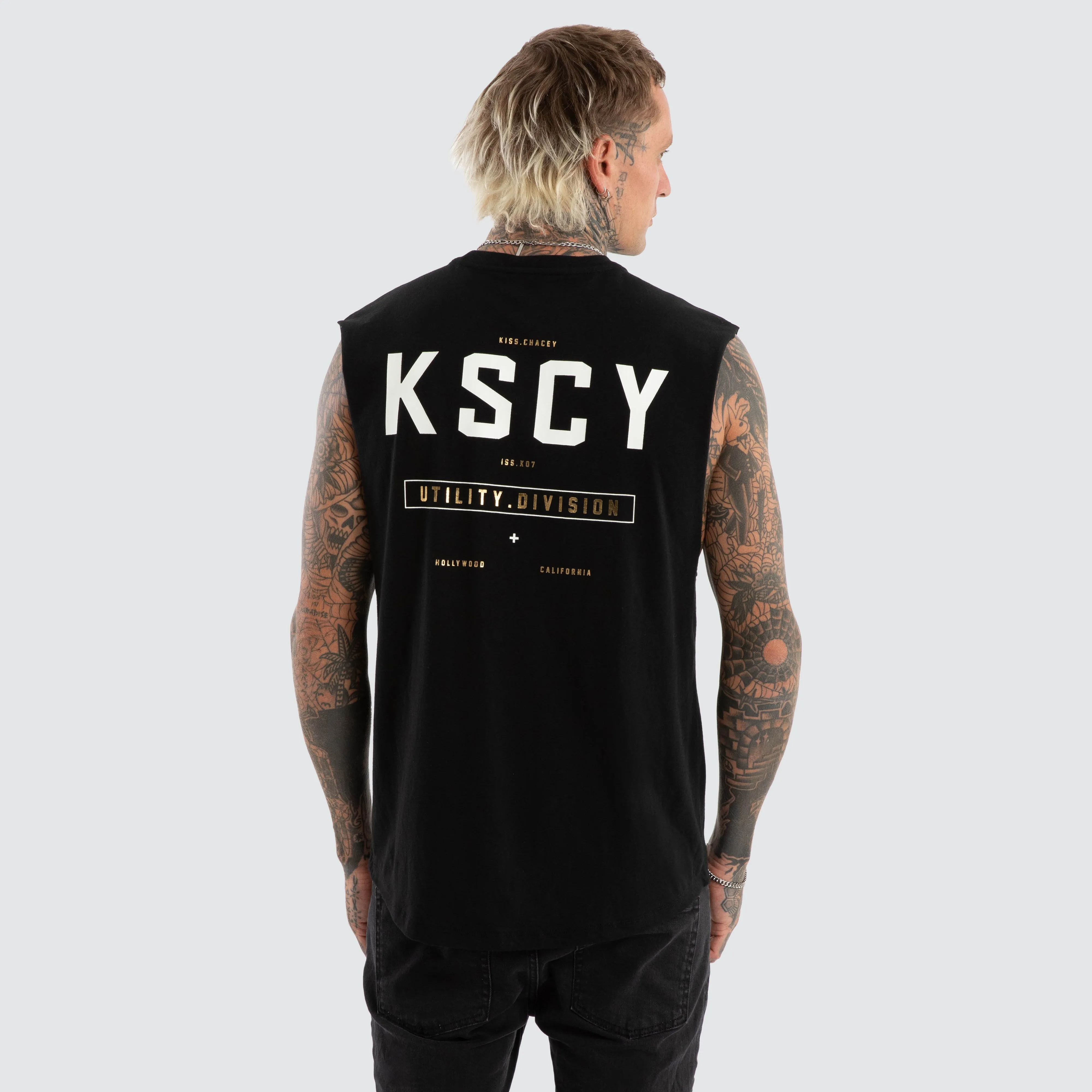 Division Dual Curved Muscle Tee Jet Black sold by Neverland