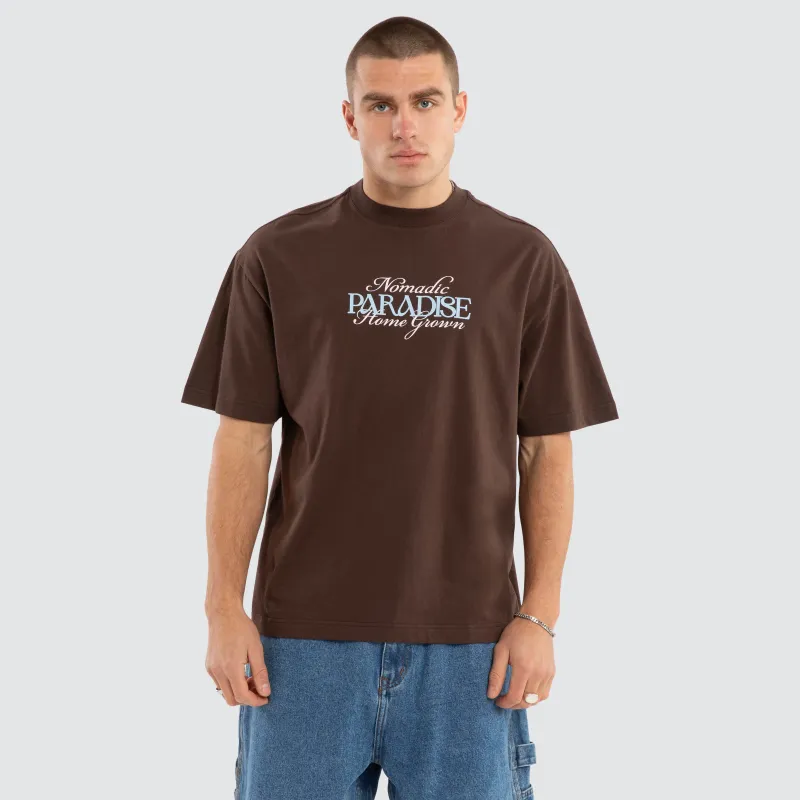 Home Grown Street Tee Chocolate Brown sold by Neverland