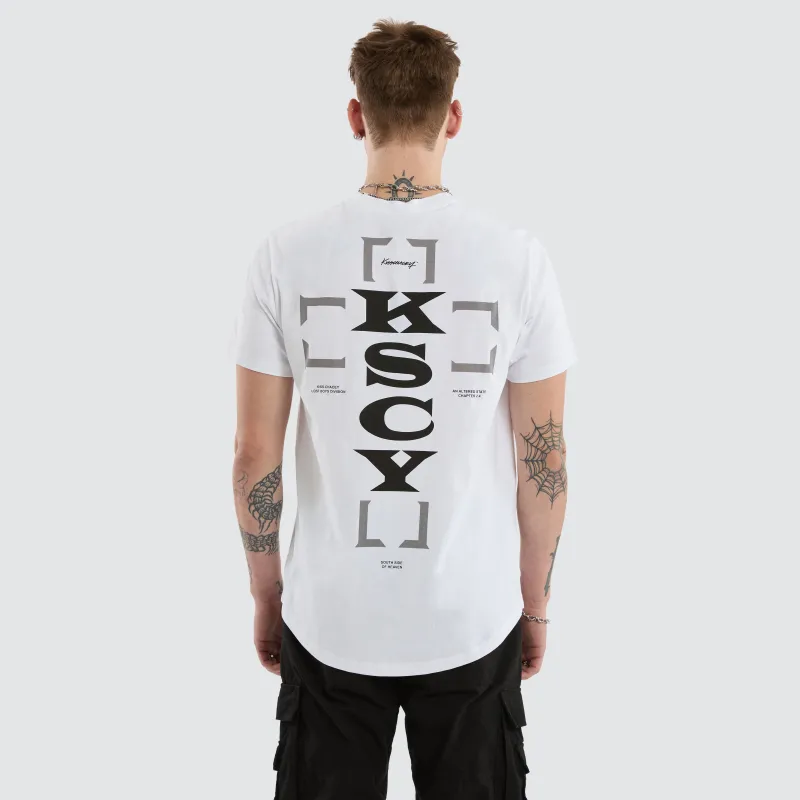 Hunter Dual Curved Tee Optical White sold by Neverland