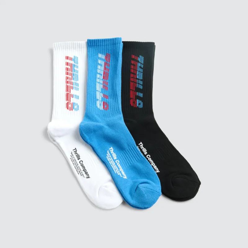 Anarchy In Paradise 3 Pk Sock White/Black/Azure Blue sold by Neverland