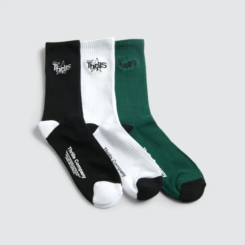 Superblast 3 Pk Socks White/Sea Pine/Black sold by Neverland