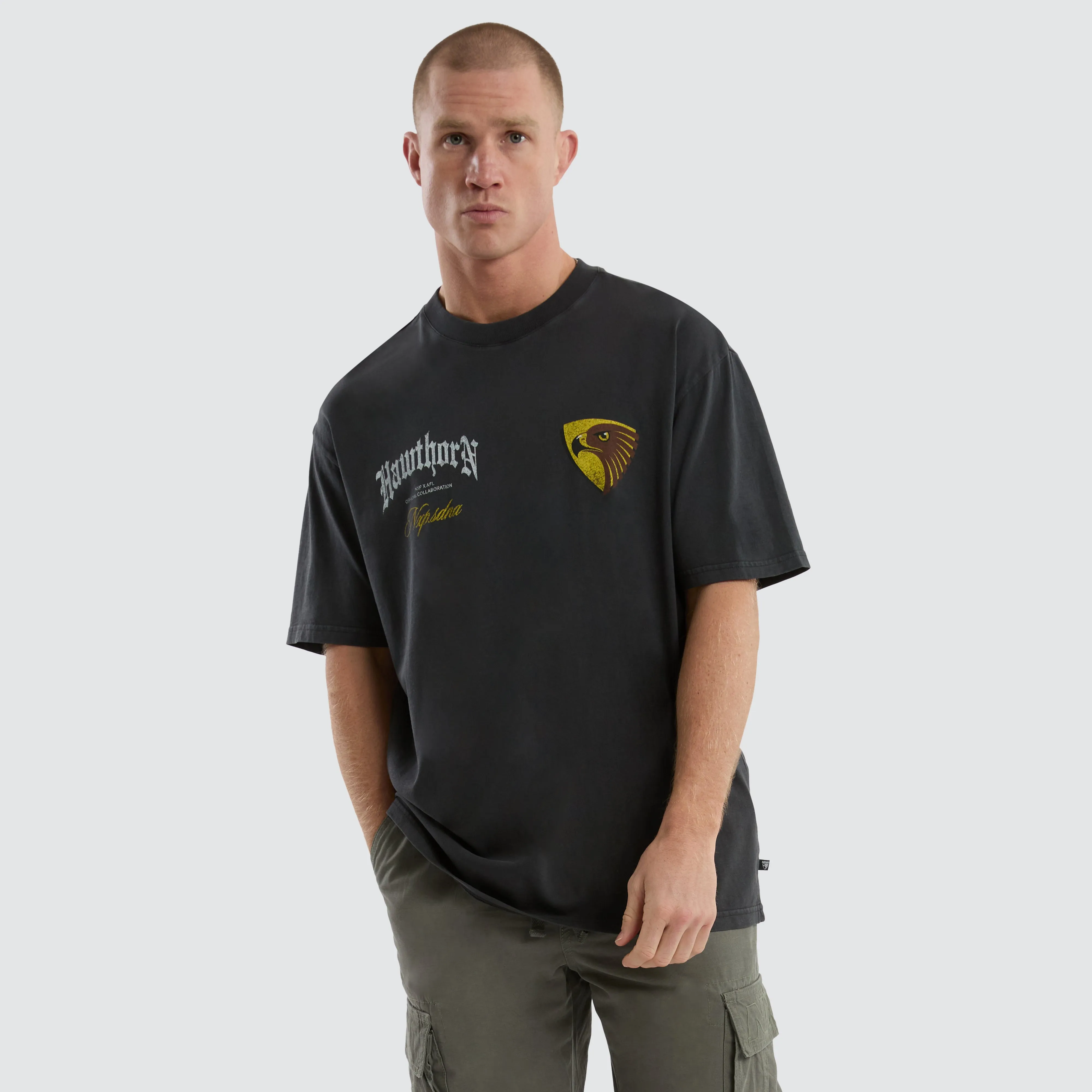 Hawthorn Hawks AFL Vintage Goth Tee Pigment Asphalt sold by Neverland product image thumbnail 3
