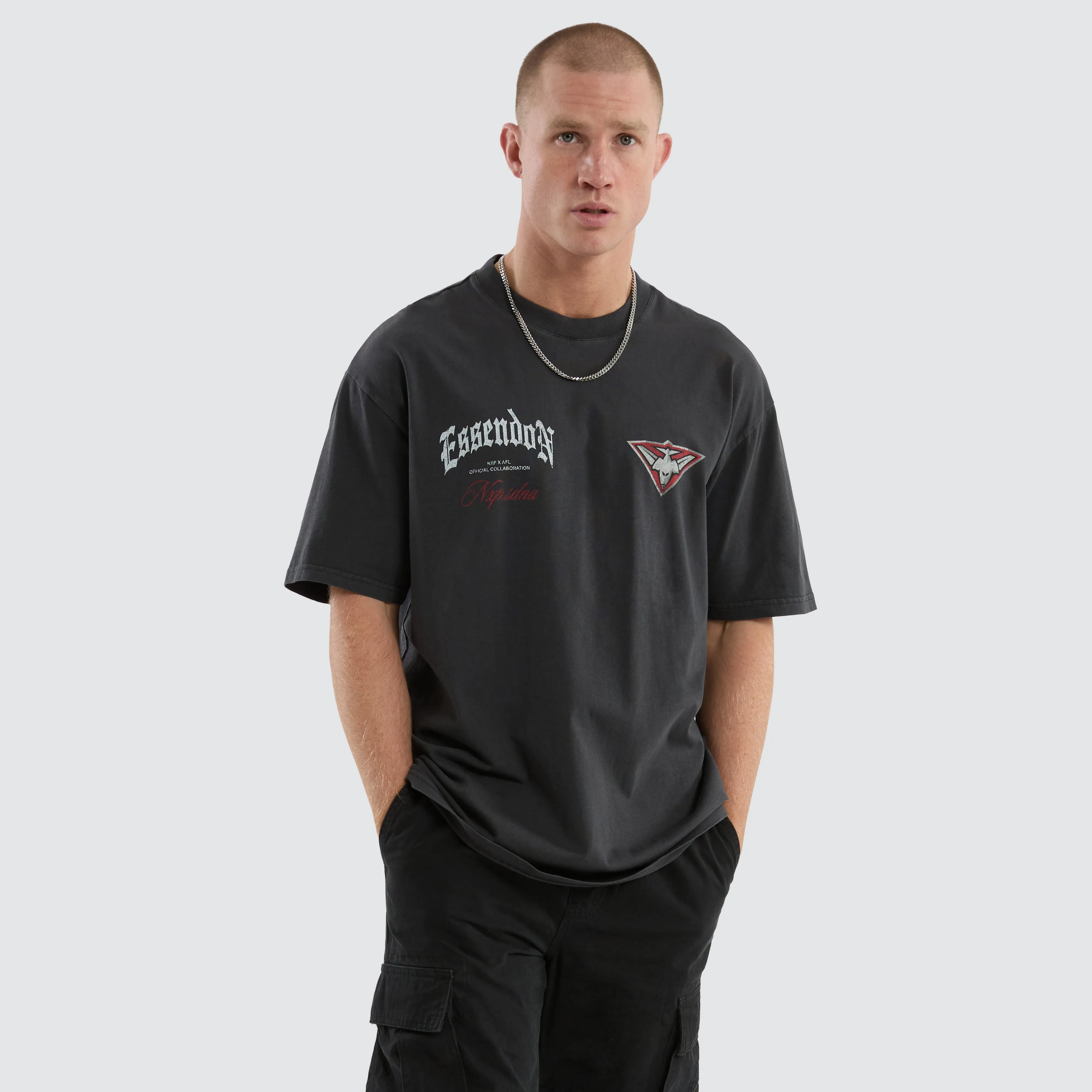 Essendon Bombers AFL Vintage Goth Tee Pigment Asphalt sold by Neverland product image thumbnail 3
