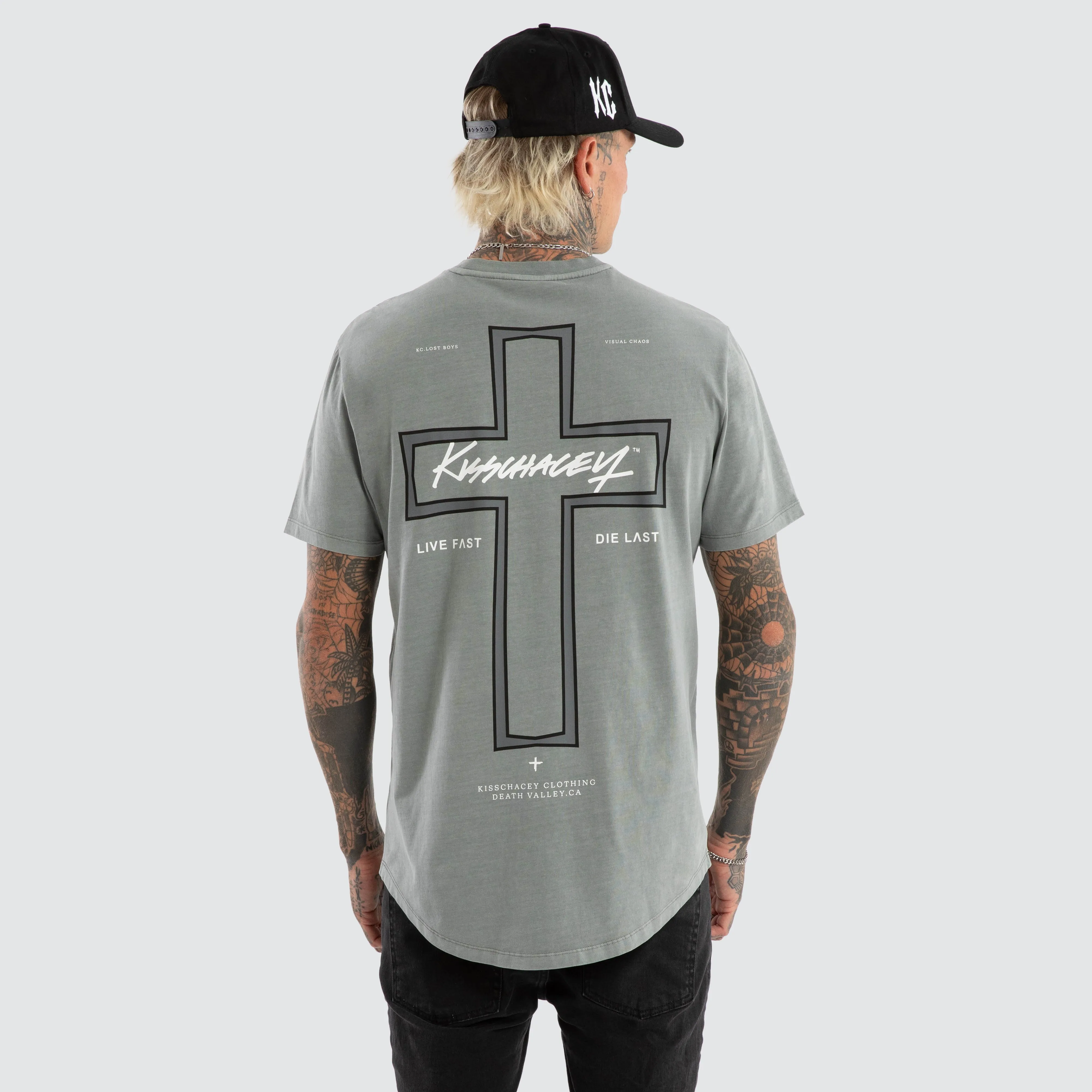 Hollow Dual Curved Tee Pigment Neutral Grey sold by Neverland