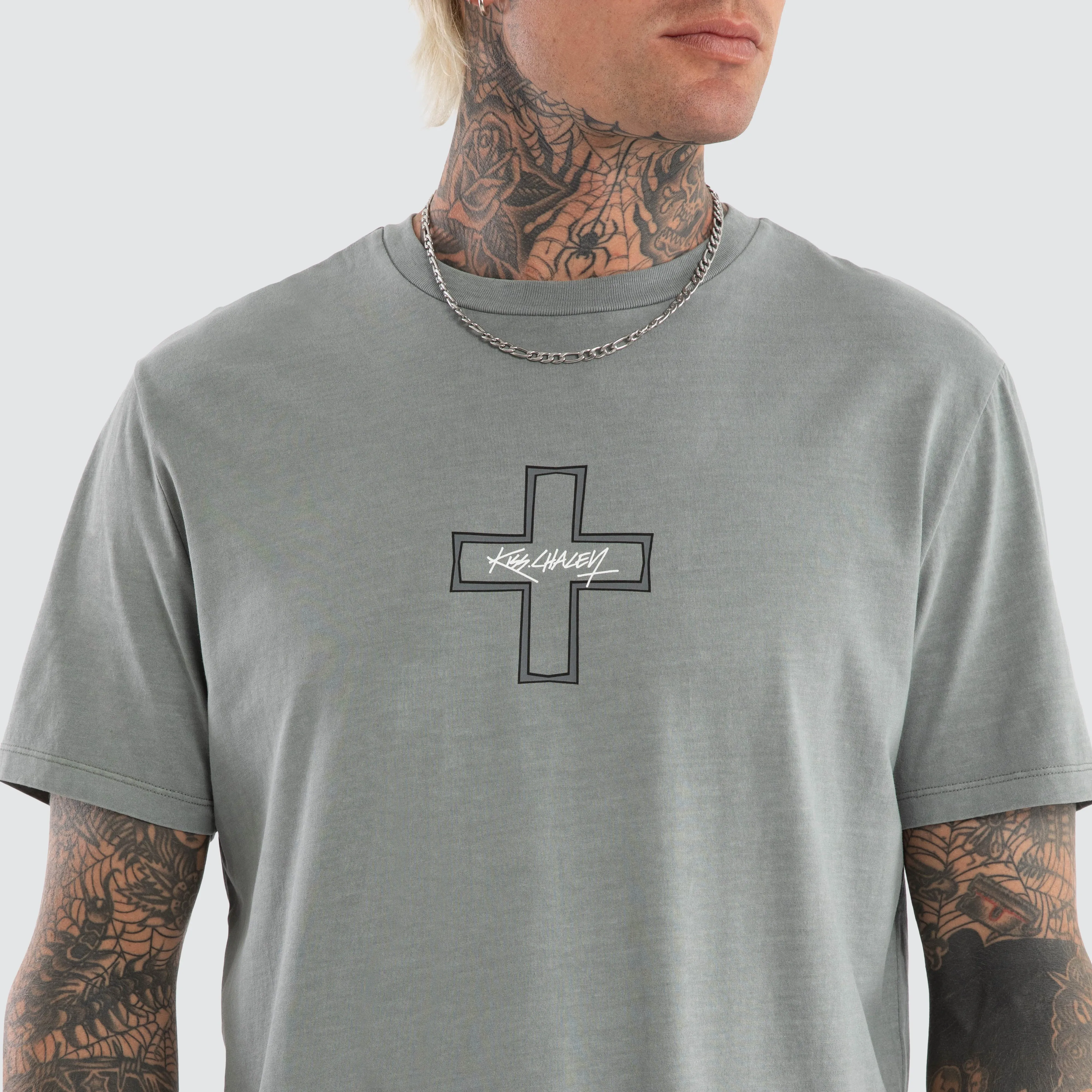 Hollow Dual Curved Tee Pigment Neutral Grey sold by Neverland product image thumbnail 3