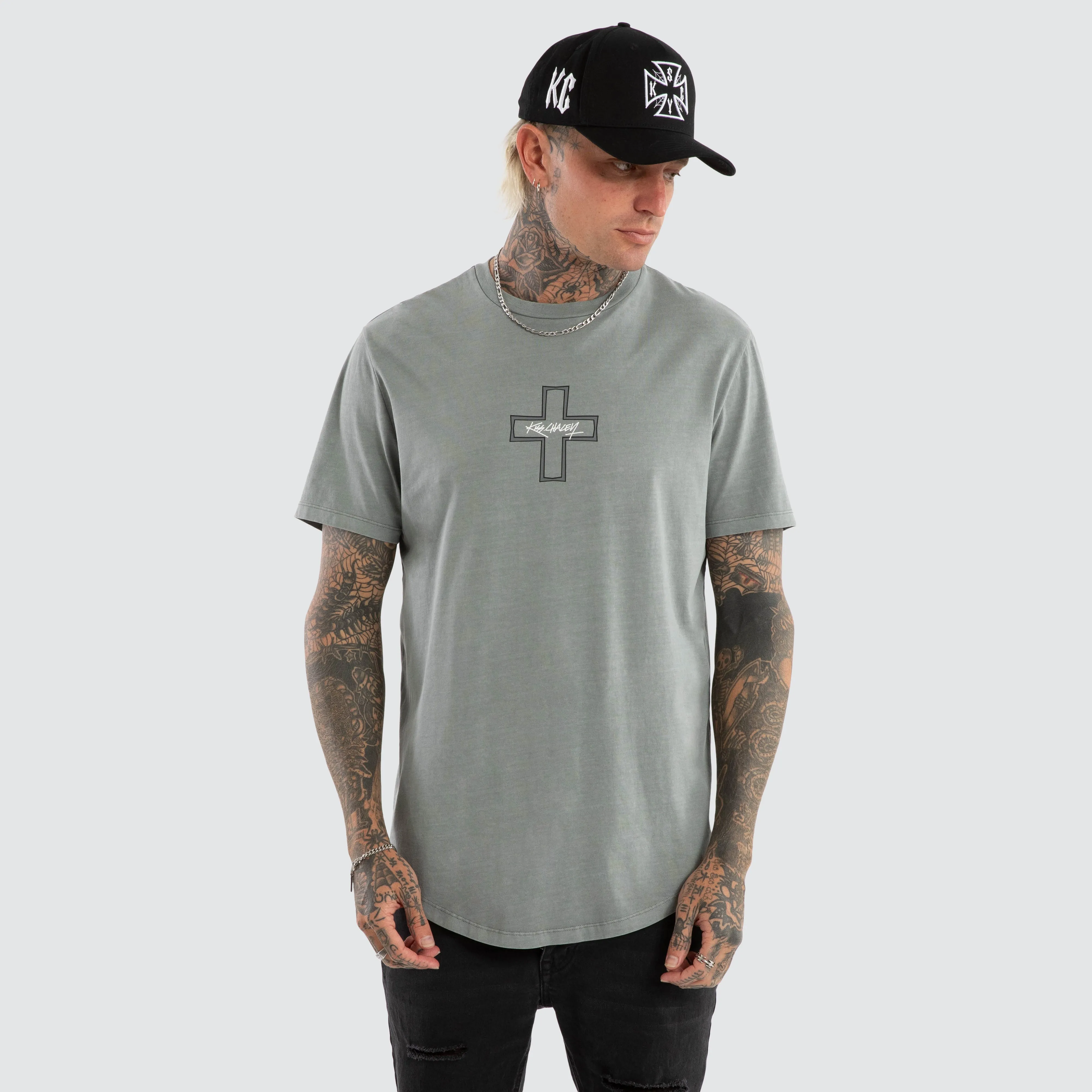 Hollow Dual Curved Tee Pigment Neutral Grey sold by Neverland product image thumbnail 2