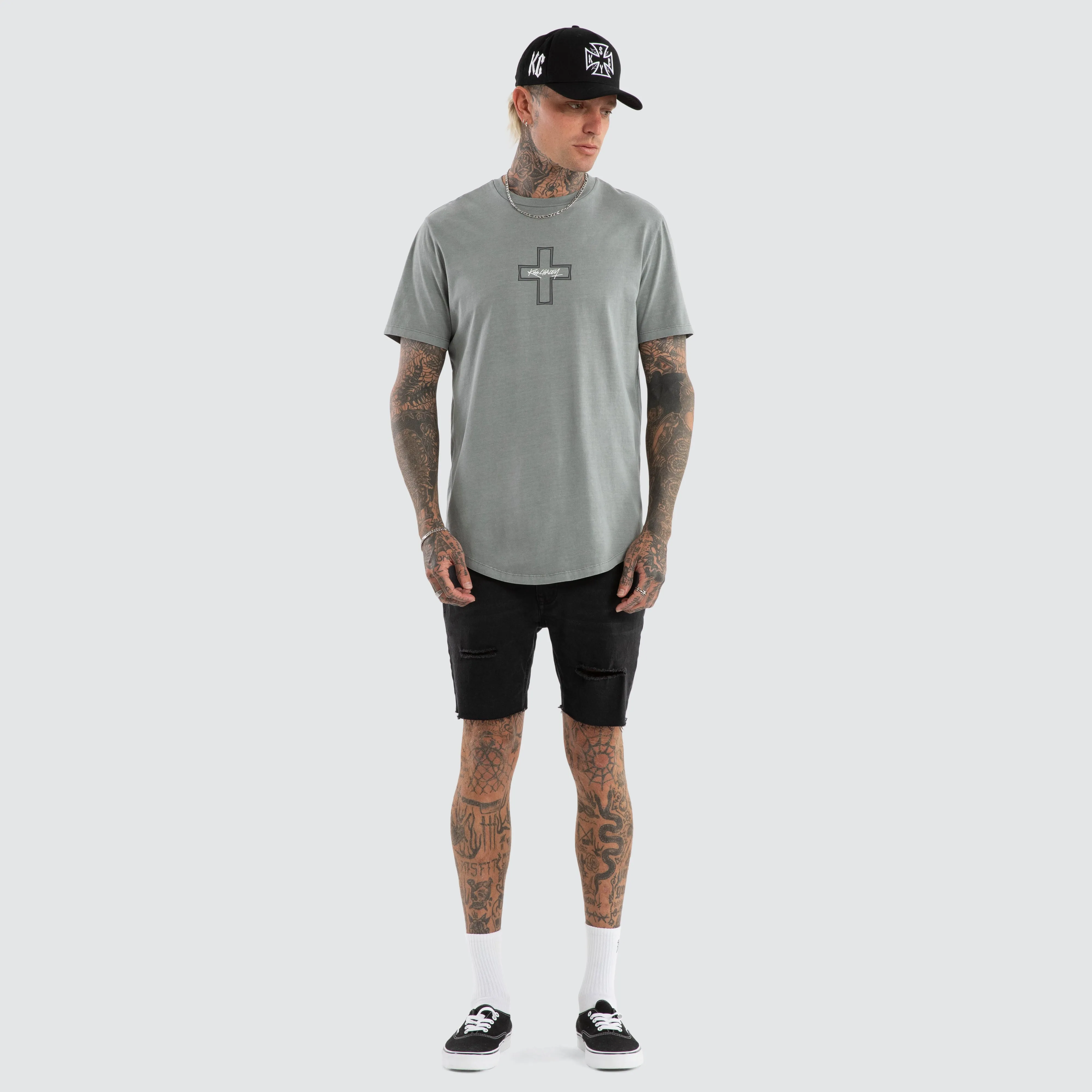 Hollow Dual Curved Tee Pigment Neutral Grey sold by Neverland product image thumbnail 4