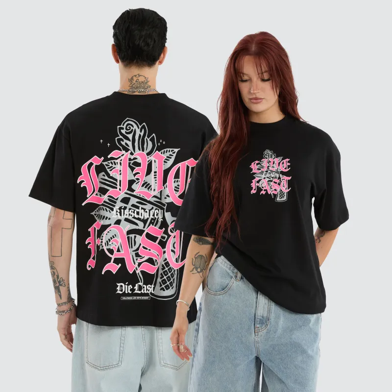 Live Fast Street Tee Jet Black sold by Neverland