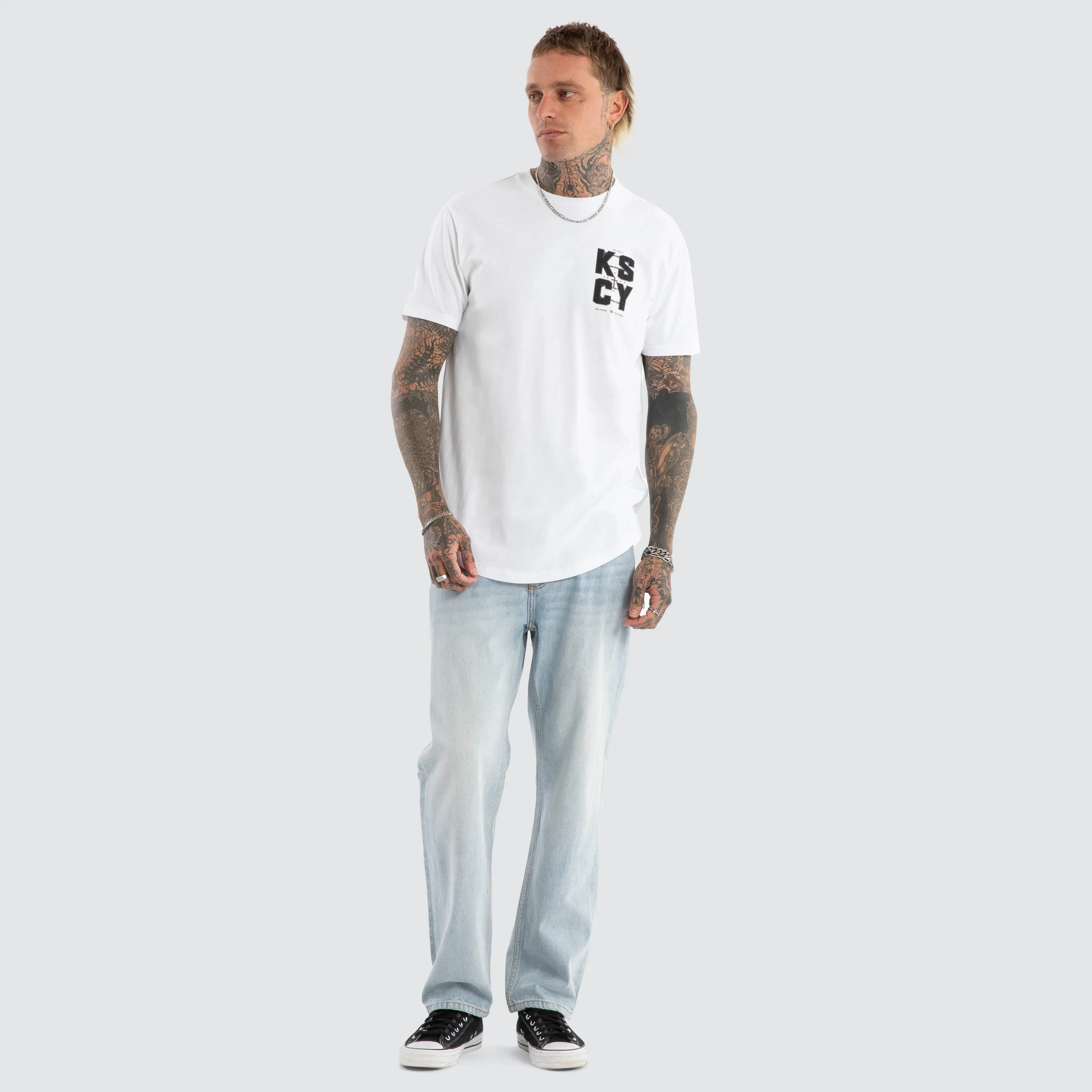 Fenced Dual Curved Tee Optical White sold by Neverland product image thumbnail 4