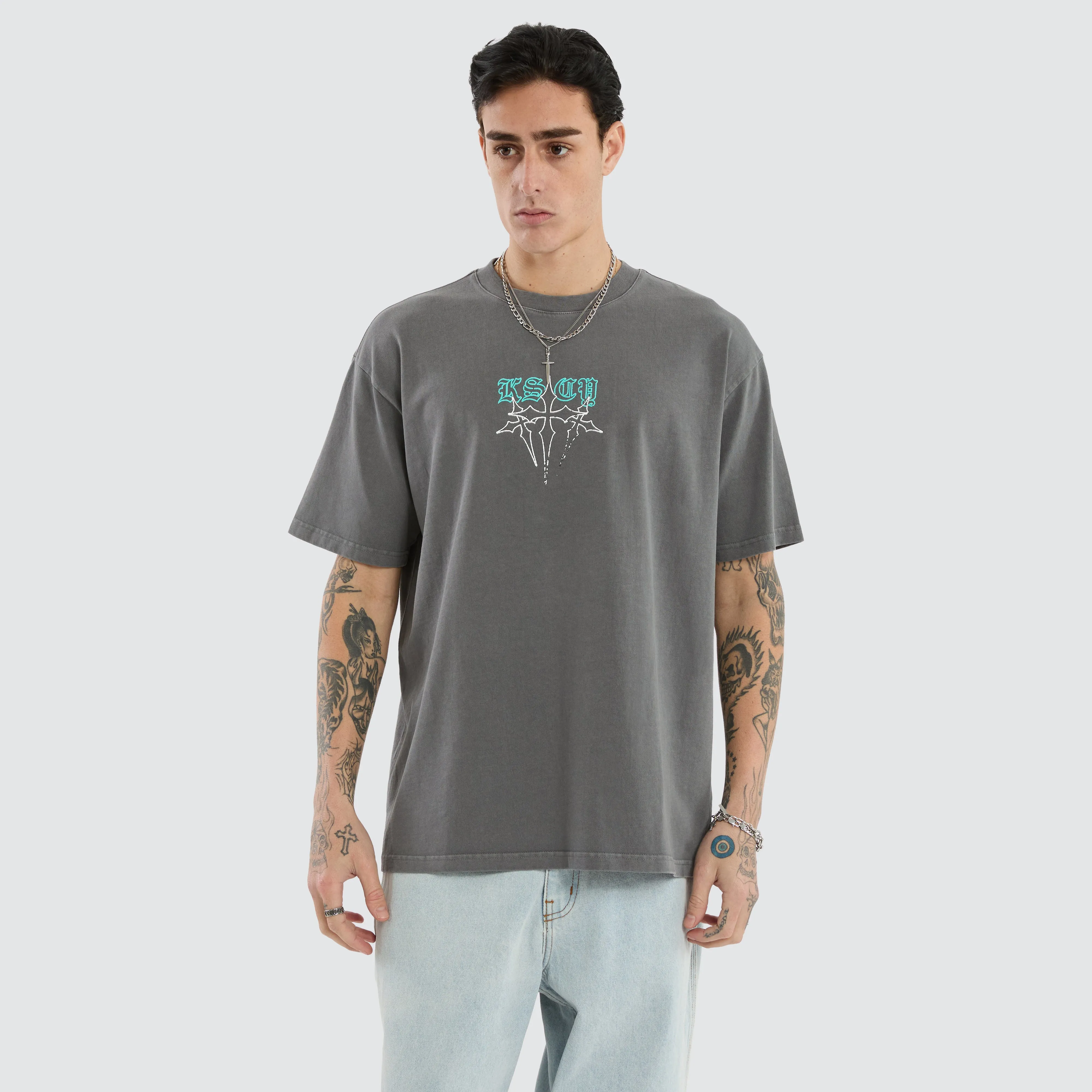 Anti Hero Box Fit Tee Pigment Charcoal sold by Neverland product image thumbnail 3