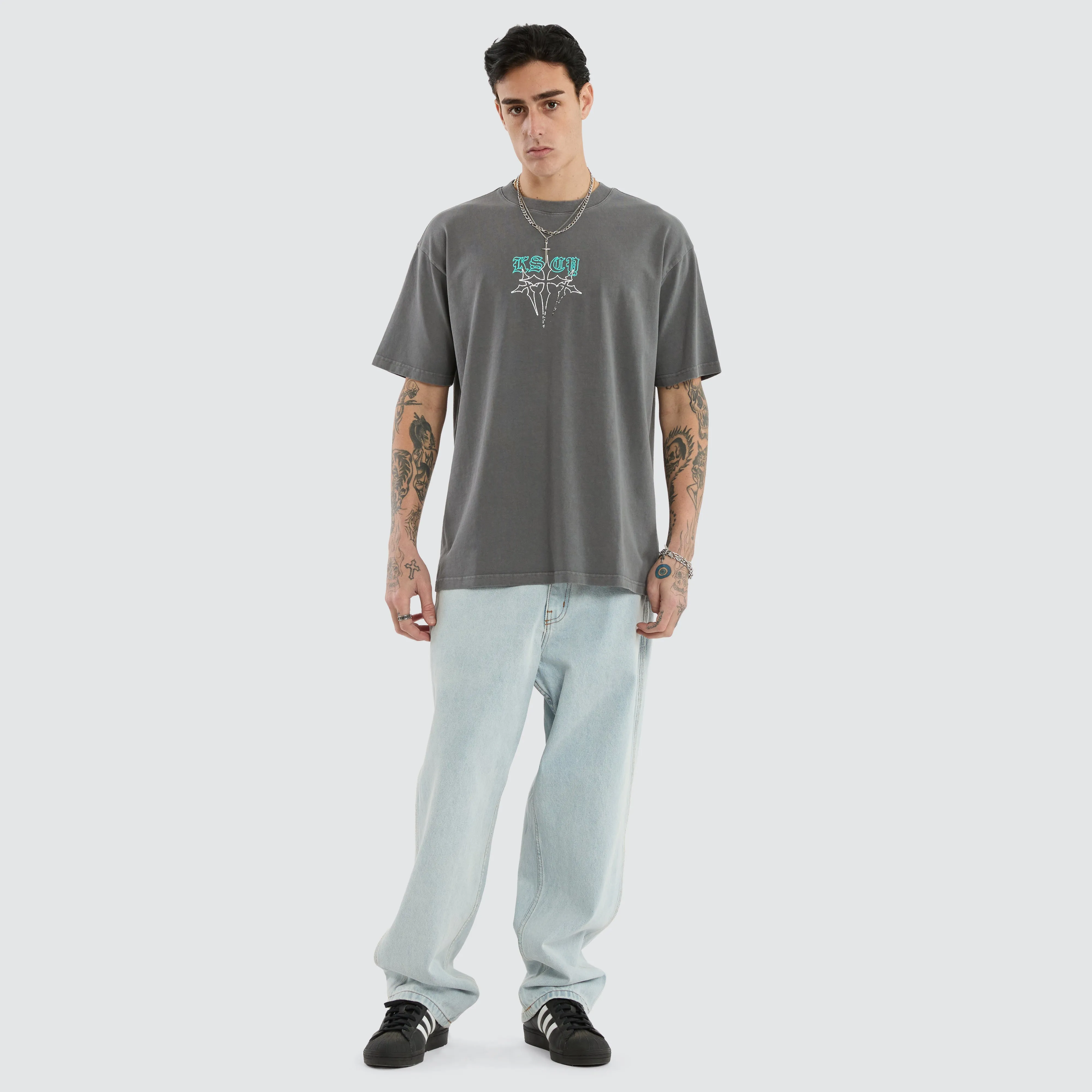 Anti Hero Box Fit Tee Pigment Charcoal sold by Neverland product image thumbnail 2