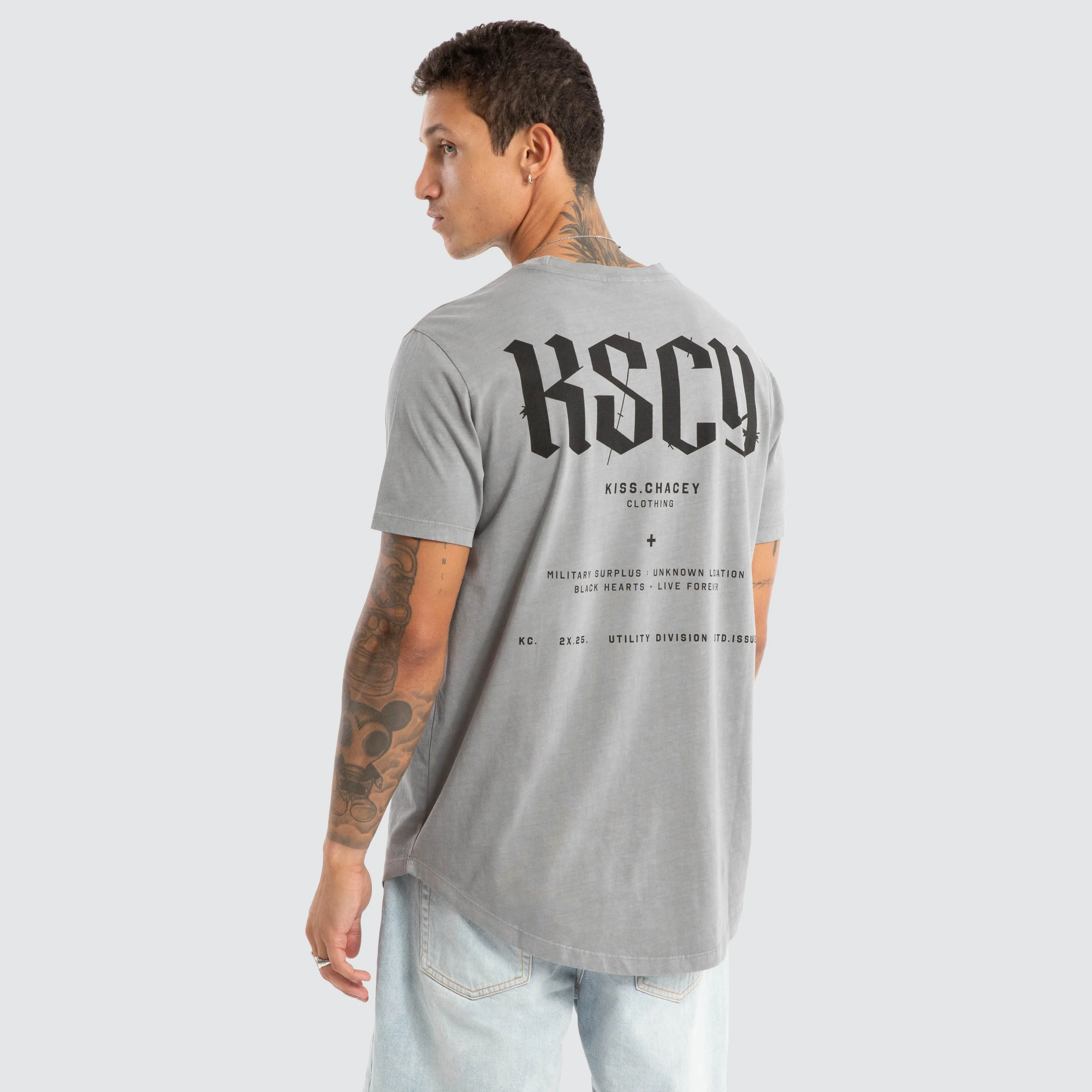 Surplus Dual Curved Tee Pigment Frost Grey sold by Neverland