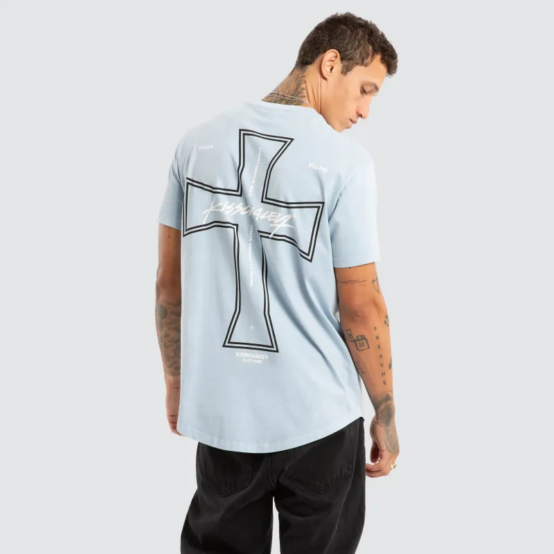 Confession Dual Curved Tee Pigment Skyway sold by Neverland