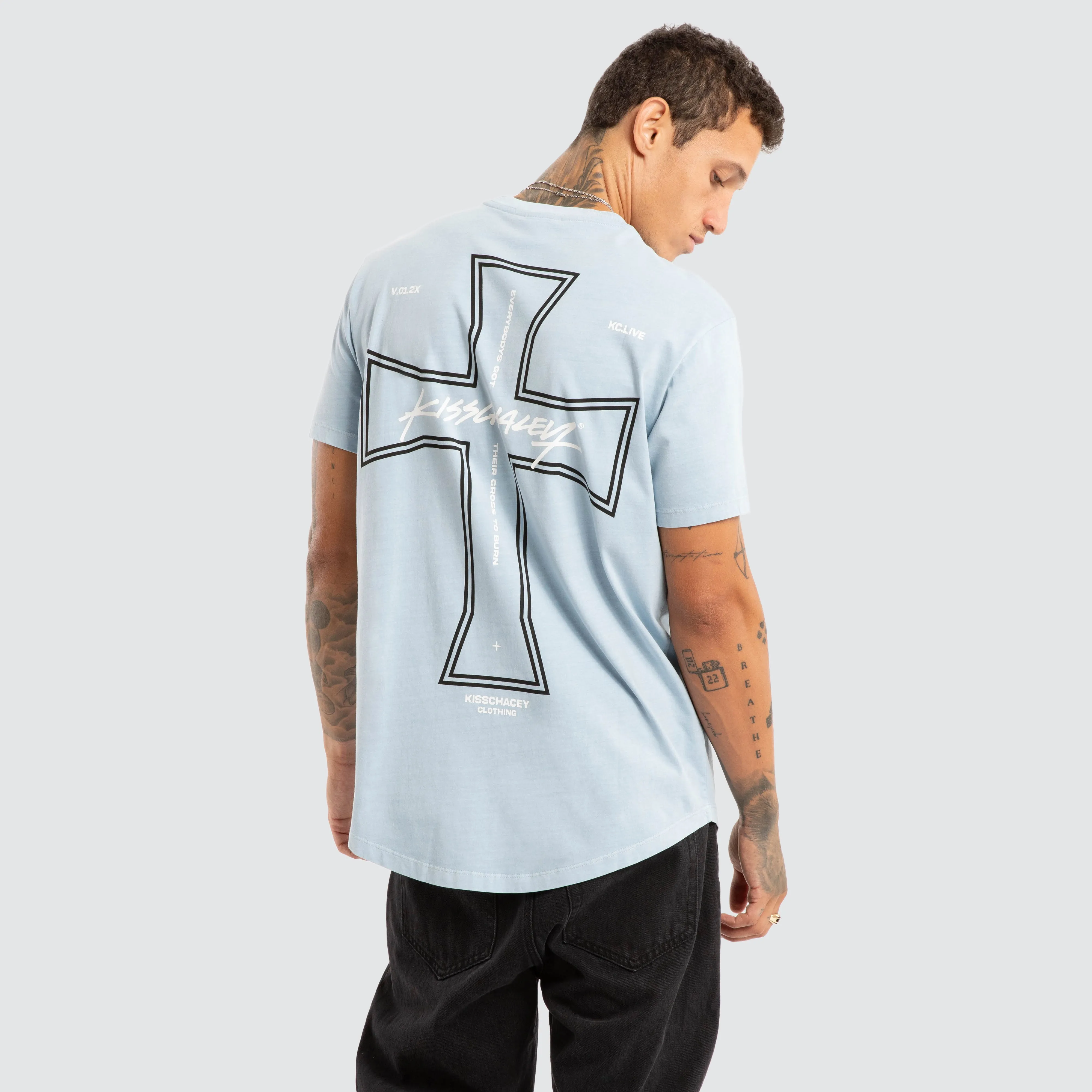 Confession Dual Curved Tee Pigment Skyway sold by Neverland