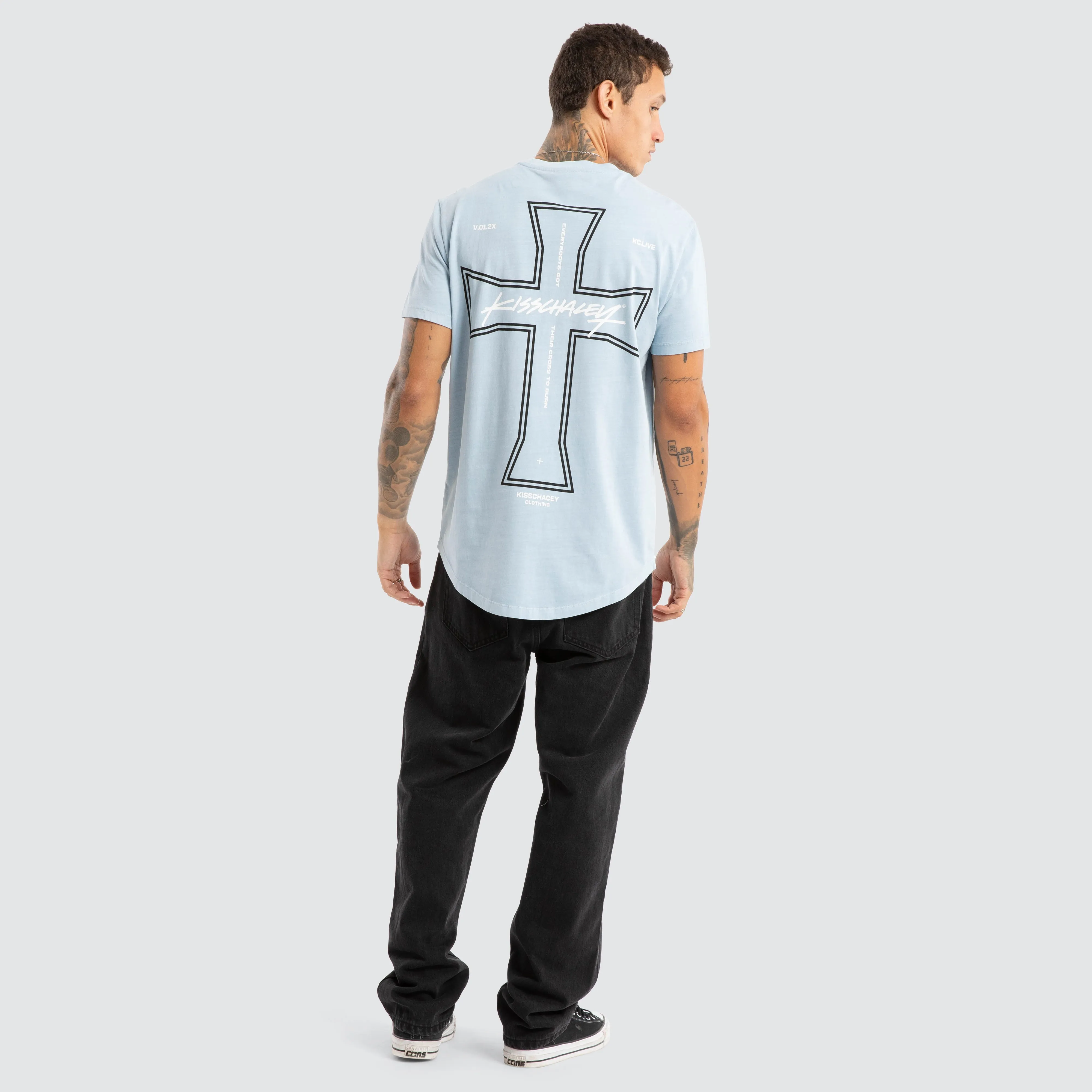 Confession Dual Curved Tee Pigment Skyway sold by Neverland product image thumbnail 4