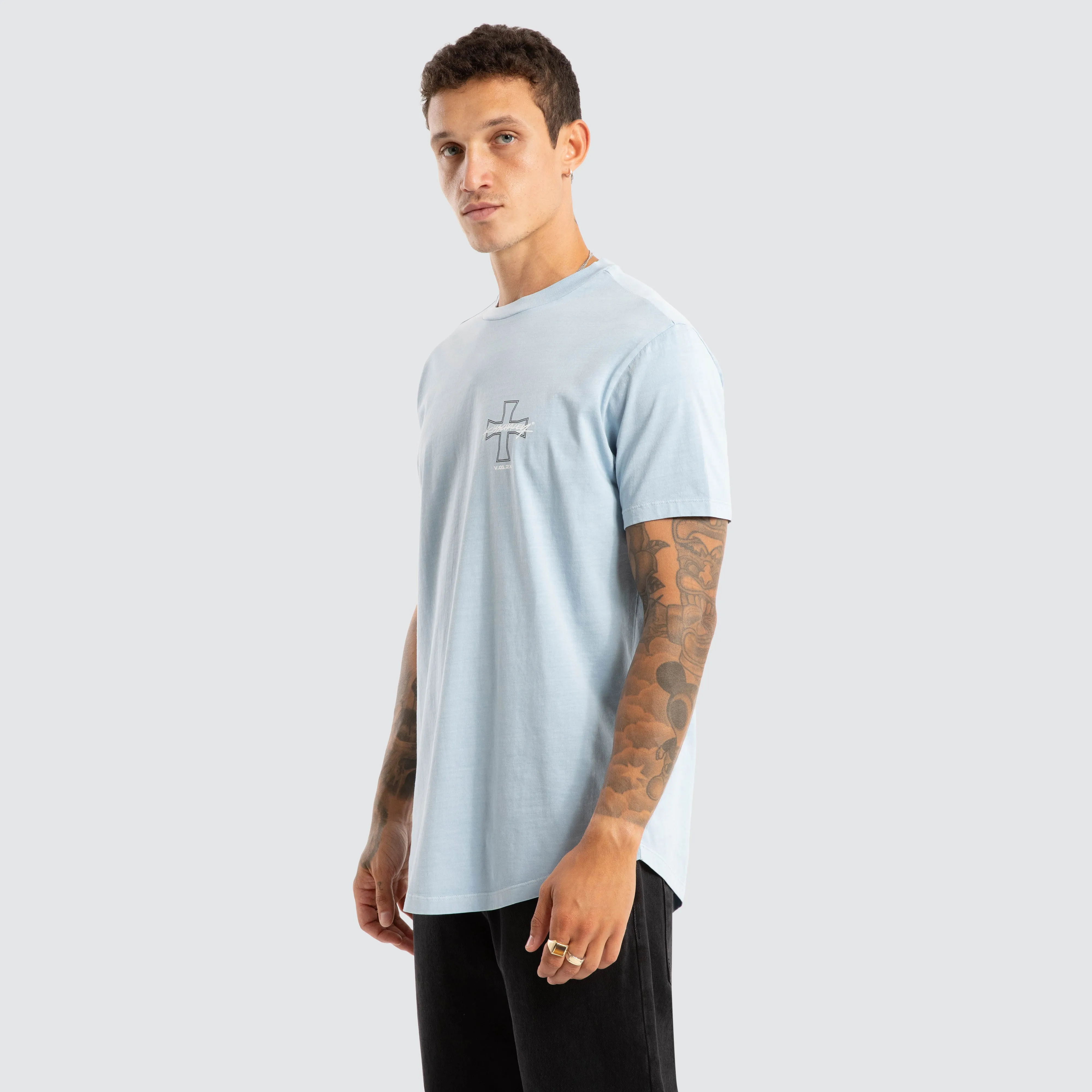 Confession Dual Curved Tee Pigment Skyway sold by Neverland product image thumbnail 5