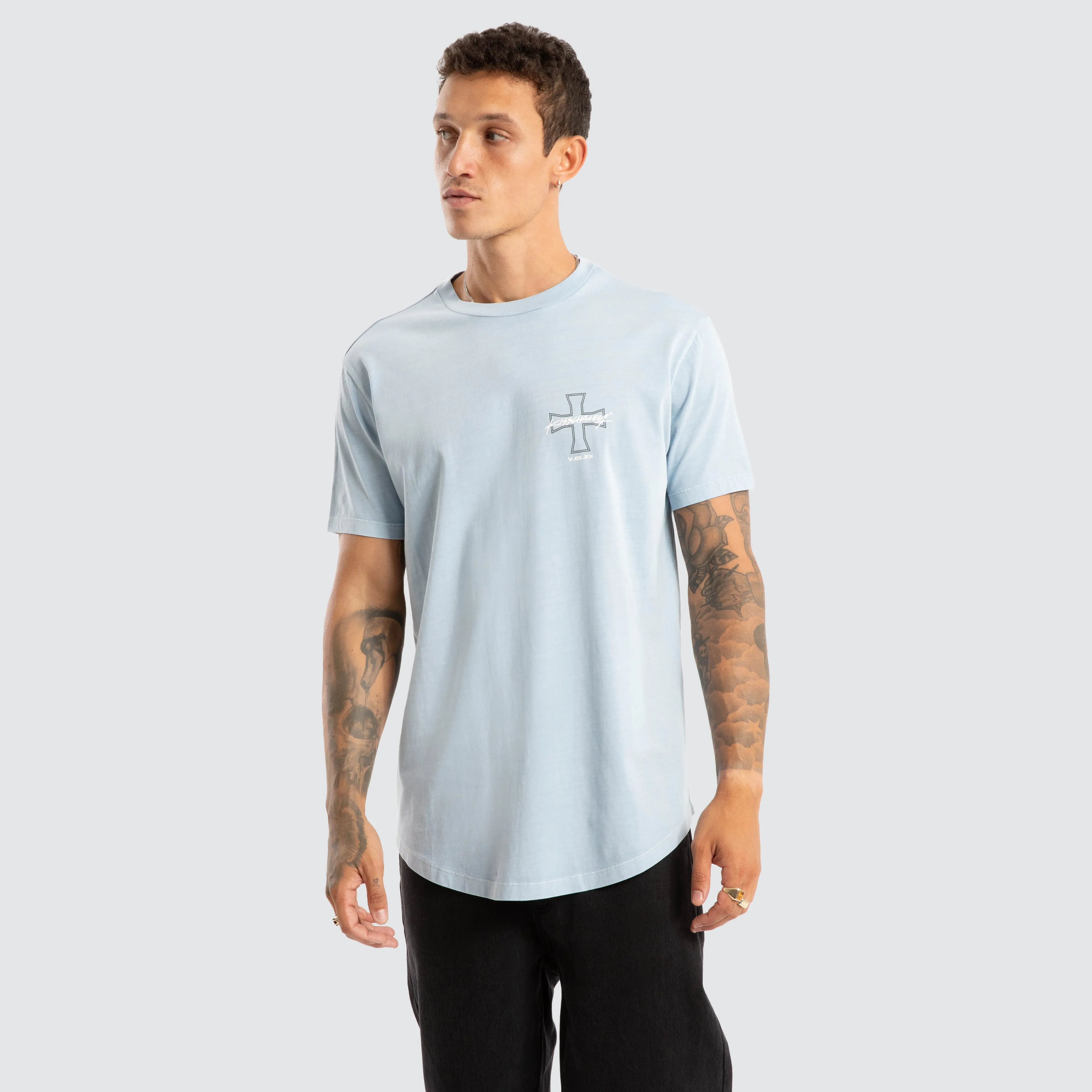 Confession Dual Curved Tee Pigment Skyway sold by Neverland product image thumbnail 3