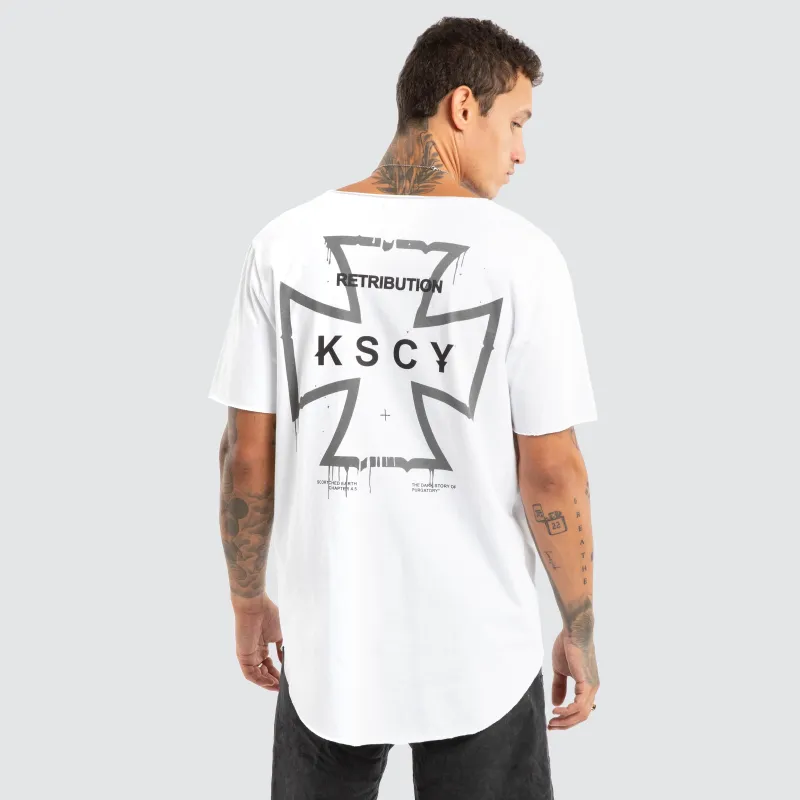 Scrawl Raw V-Neck Tee White sold by Neverland