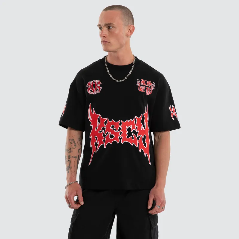 Hustler Loopback Street Tee Jet Black sold by Neverland