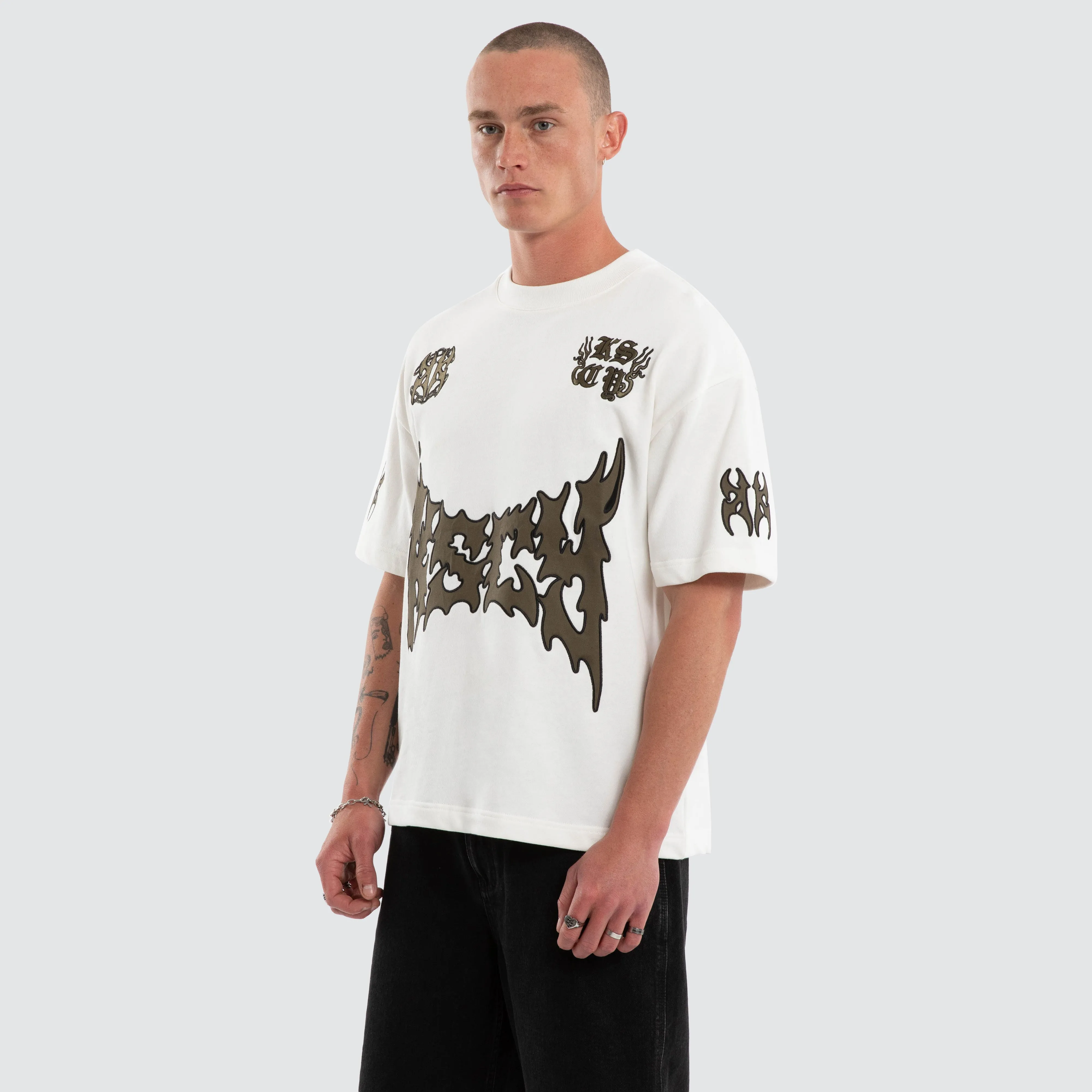 Hustler Loopback Street Tee Natural White sold by Neverland product image thumbnail 4