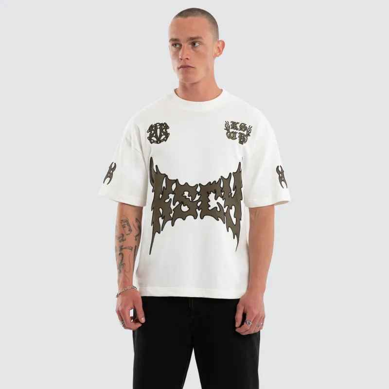 Hustler Loopback Street Tee Natural White sold by Neverland