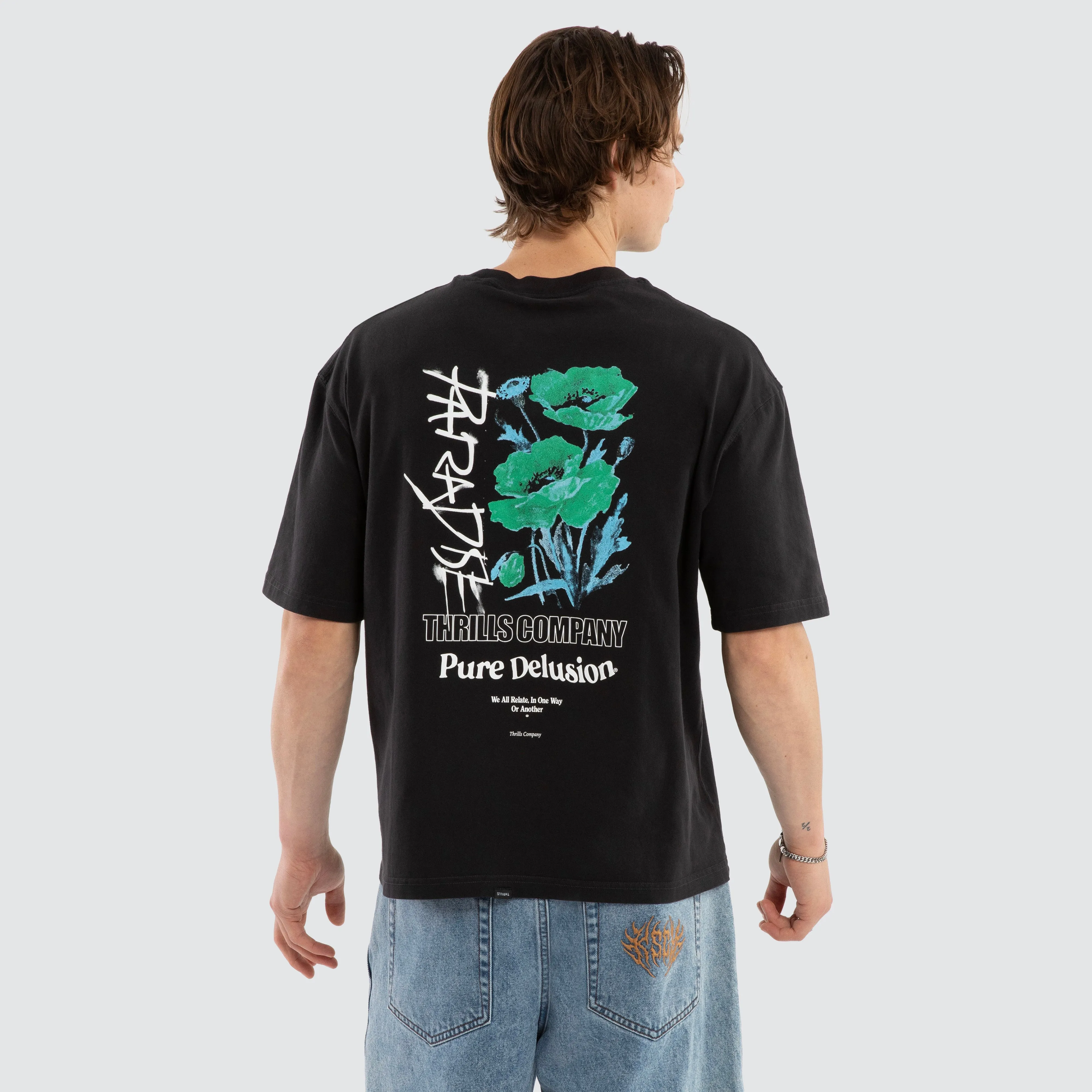 Pure Delusion Oversize Cropped Tee Faded Black sold by Neverland