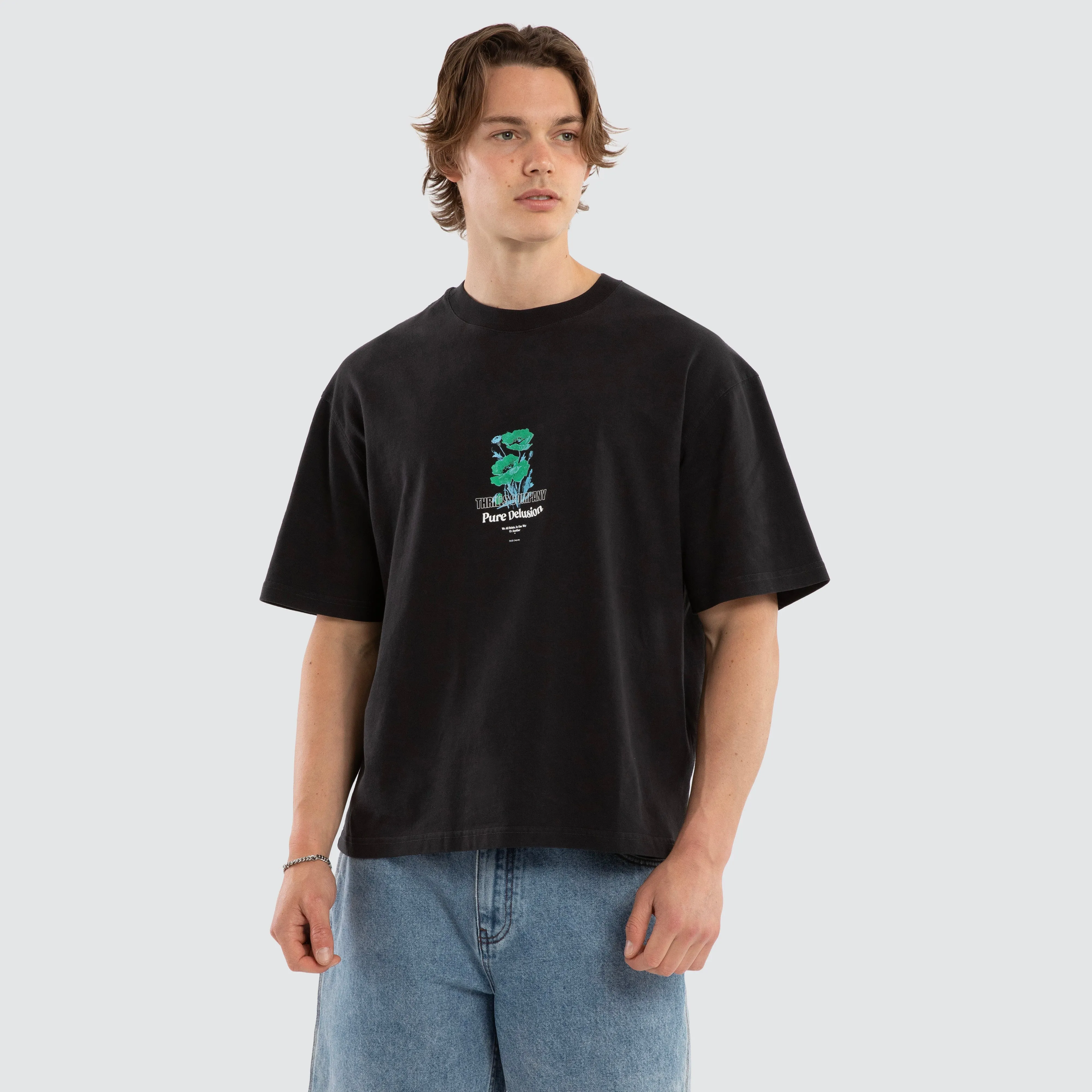 Pure Delusion Oversize Cropped Tee Faded Black sold by Neverland product image thumbnail 4