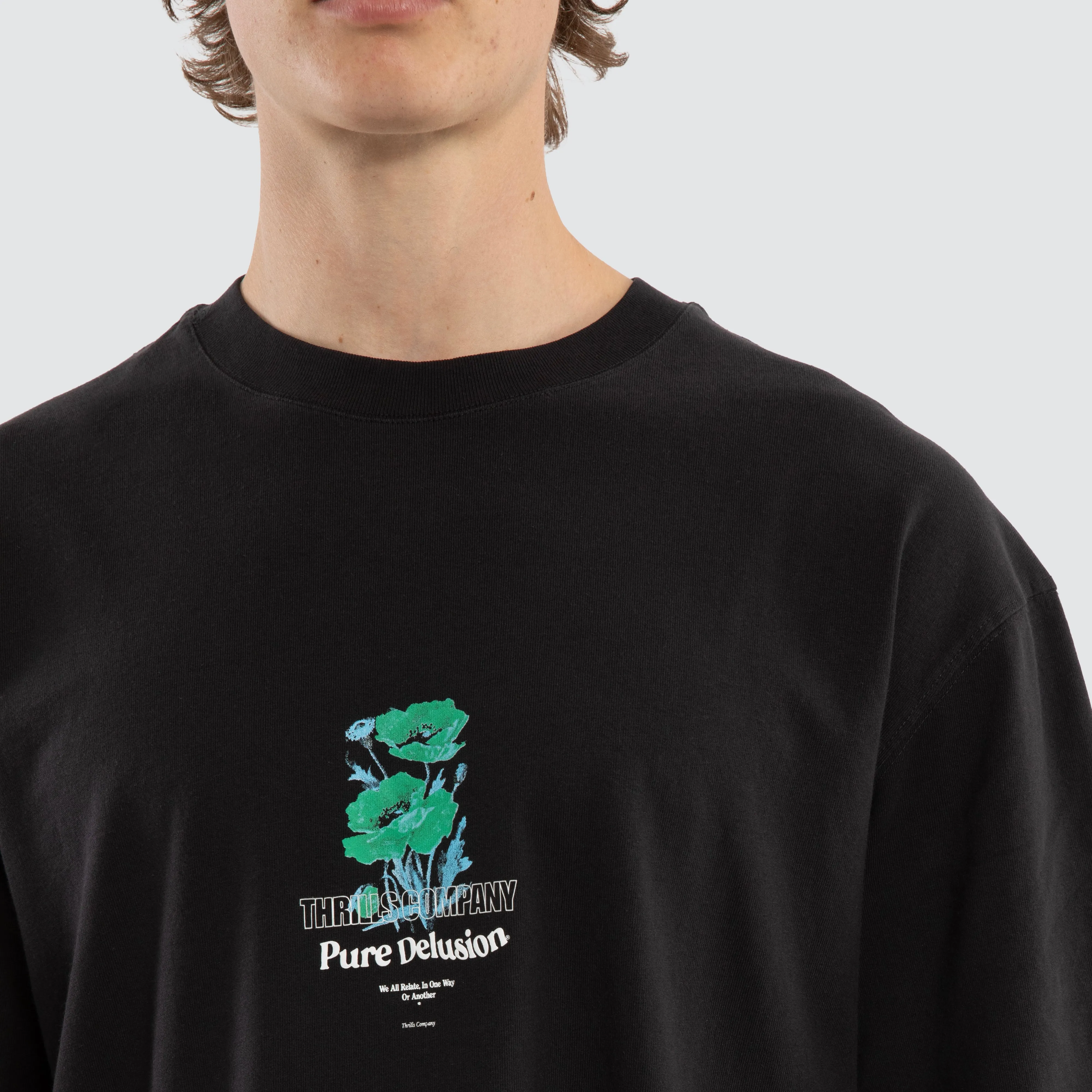 Pure Delusion Oversize Cropped Tee Faded Black sold by Neverland product image thumbnail 5