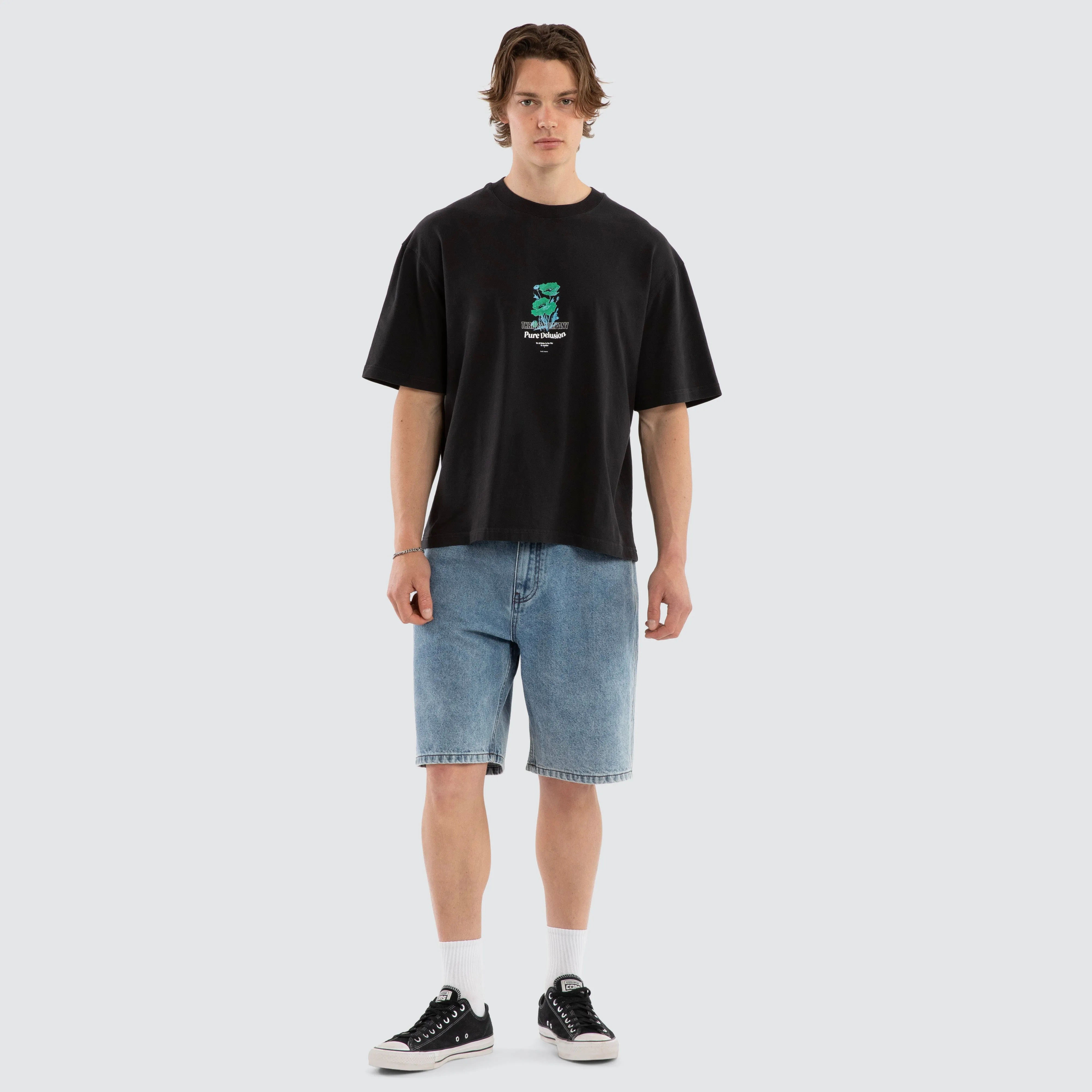 Pure Delusion Oversize Cropped Tee Faded Black sold by Neverland product image thumbnail 2