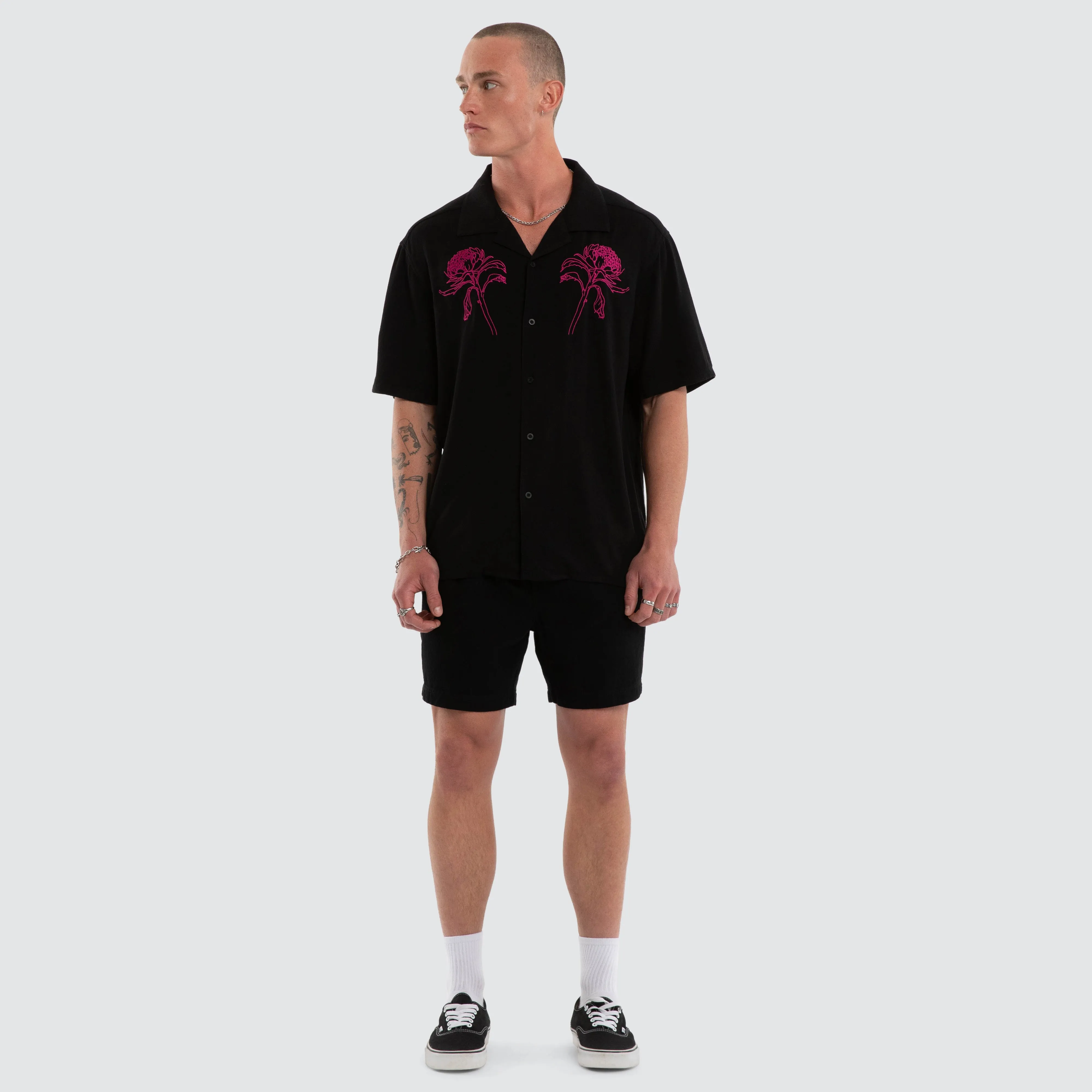 Florisim Cropped Resort Shirt Jet Black sold by Neverland product image thumbnail 5