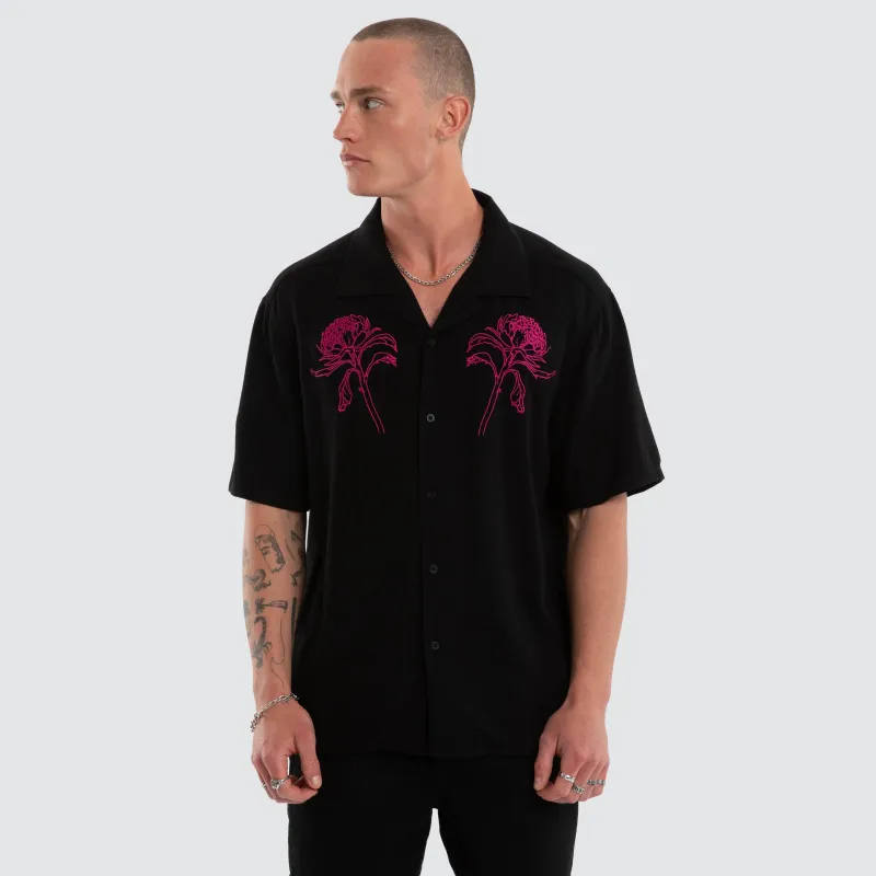 Florisim Cropped Resort Shirt Jet Black made by Neverland