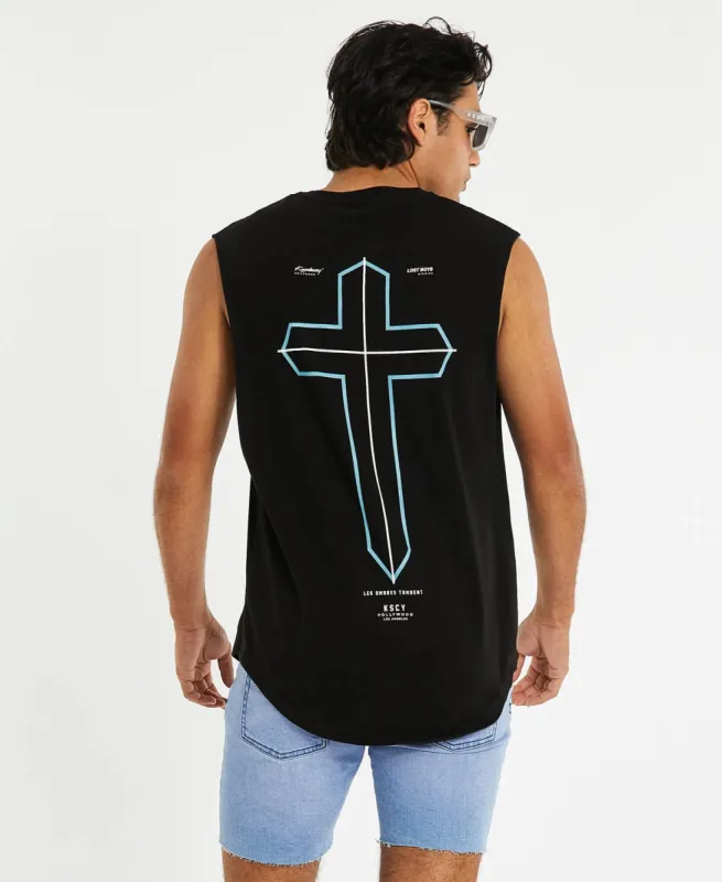 Speedway Dual Curved Muscle Tee Jet Black sold by Neverland