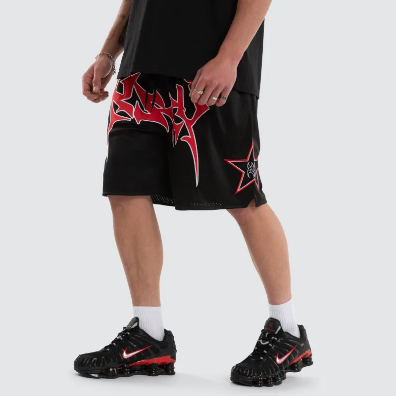 Caution Mesh Basketball Short Jet Black sold by Neverland