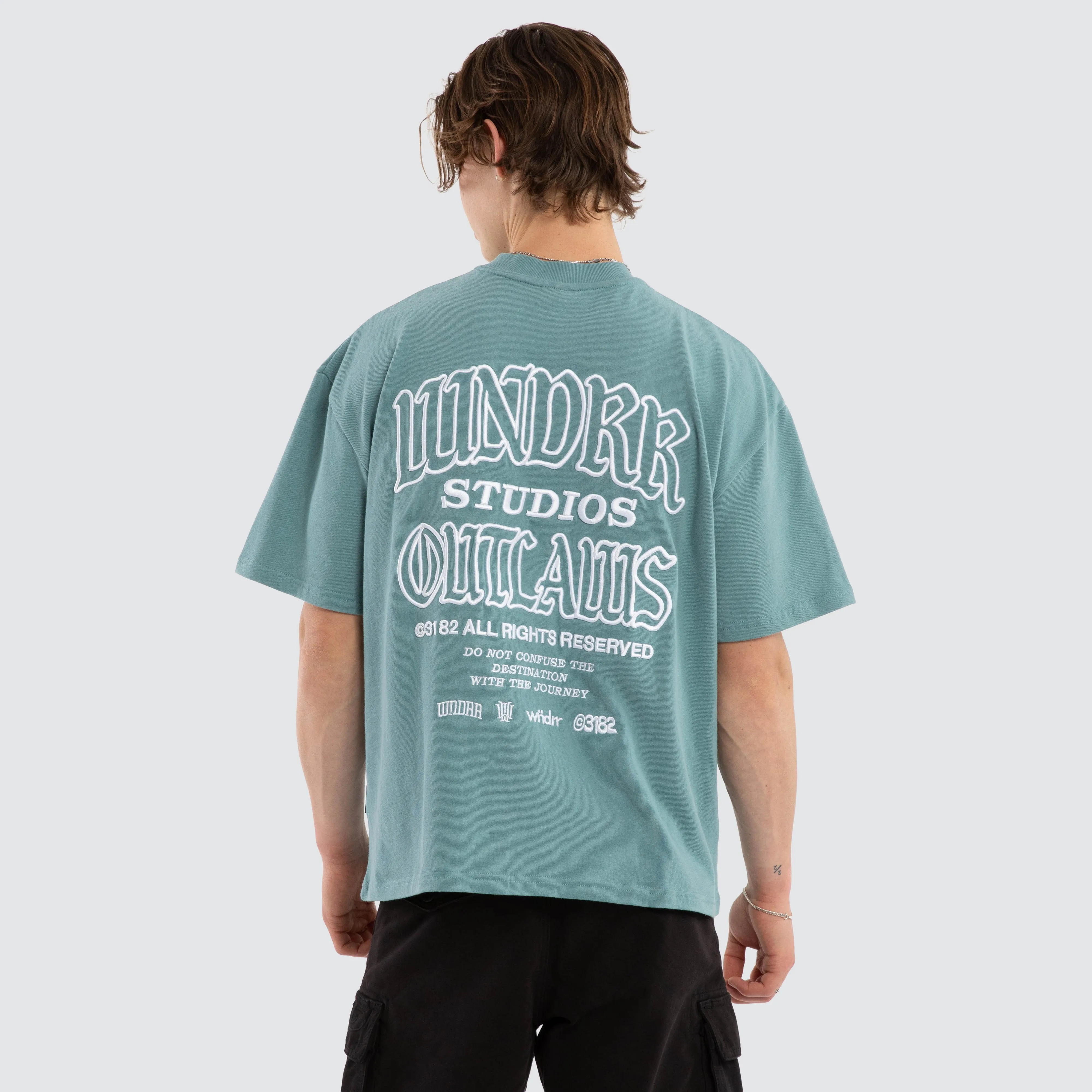 Outlaws Heavy Weight Tee Dusk Blue sold by Neverland