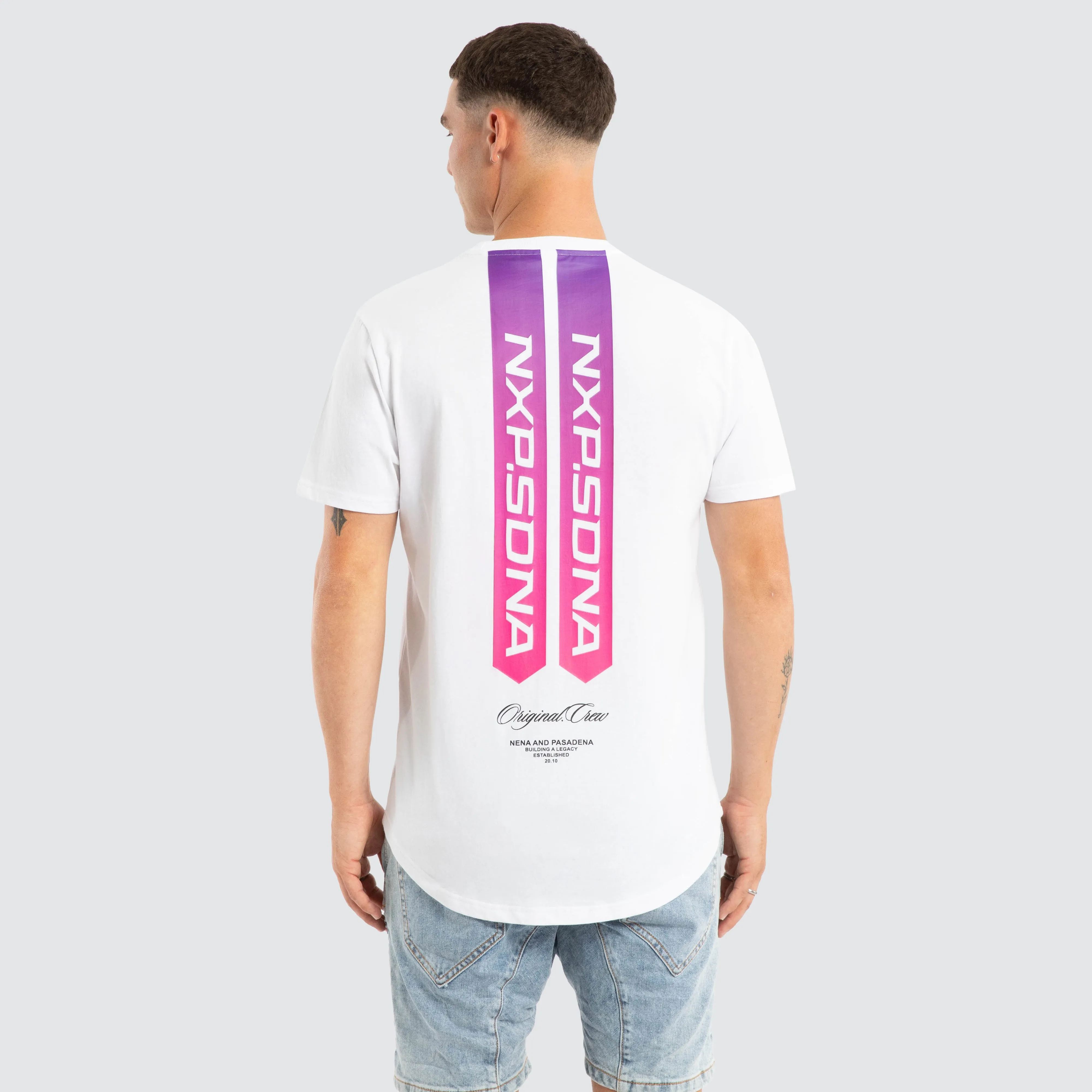 Score Dual Curved Tee White sold by Neverland